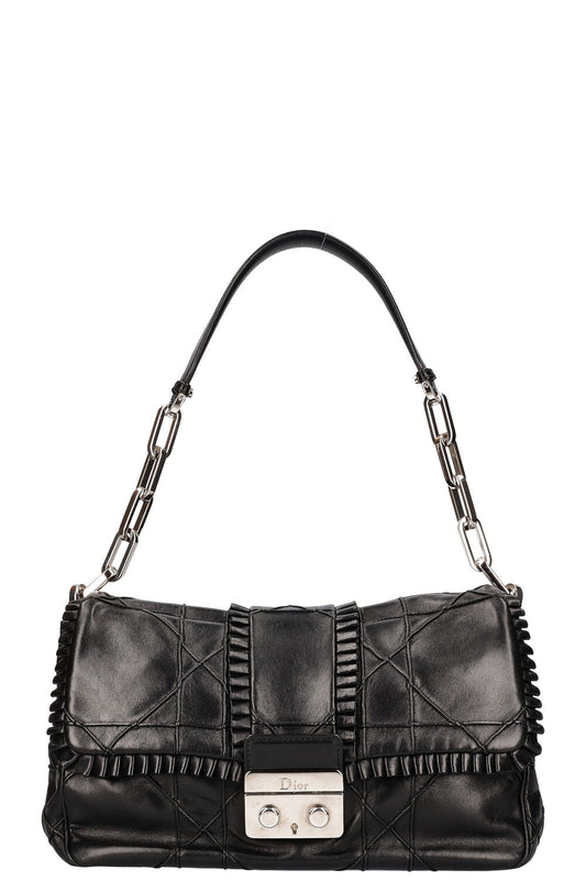 Dior New Lock Ruffle Bag Black Flap Handbag