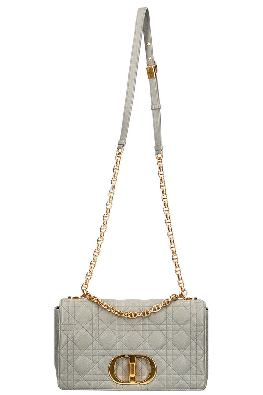 Dior Caro Bag Grey Gray Medium Handbag