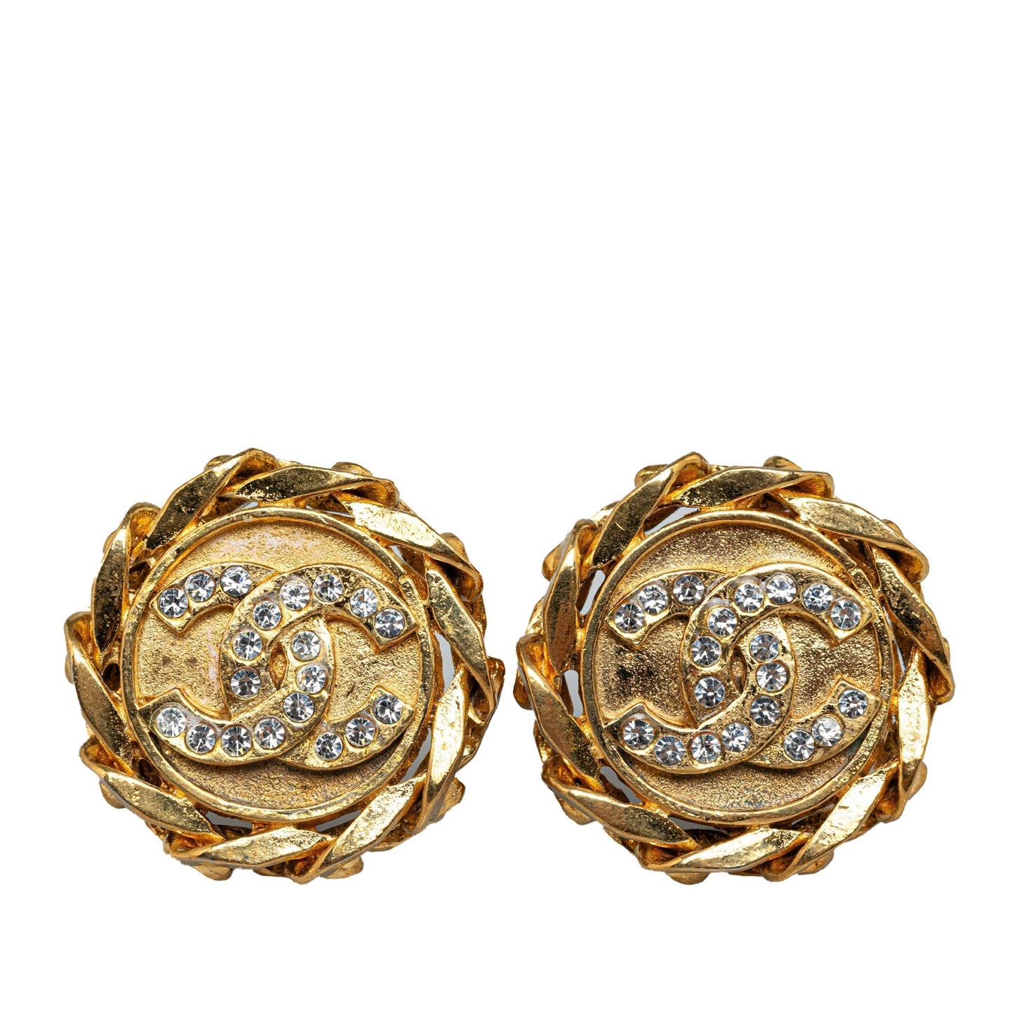 CHANEL CC Rhinestone Clip on Earrings Costume Earrings