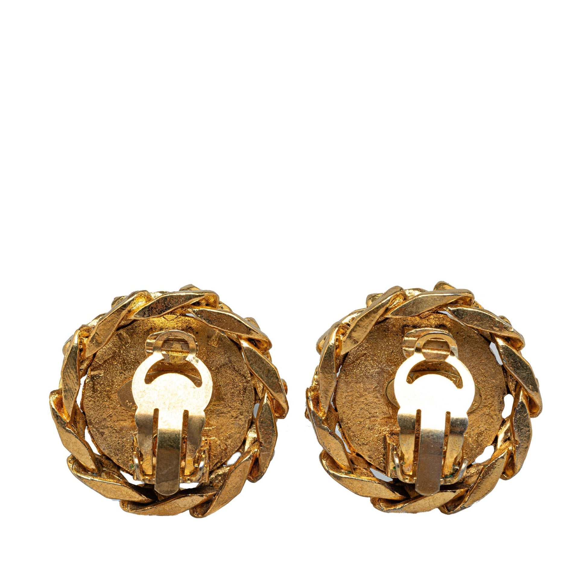 CHANEL CC Rhinestone Clip on Earrings Costume Earrings