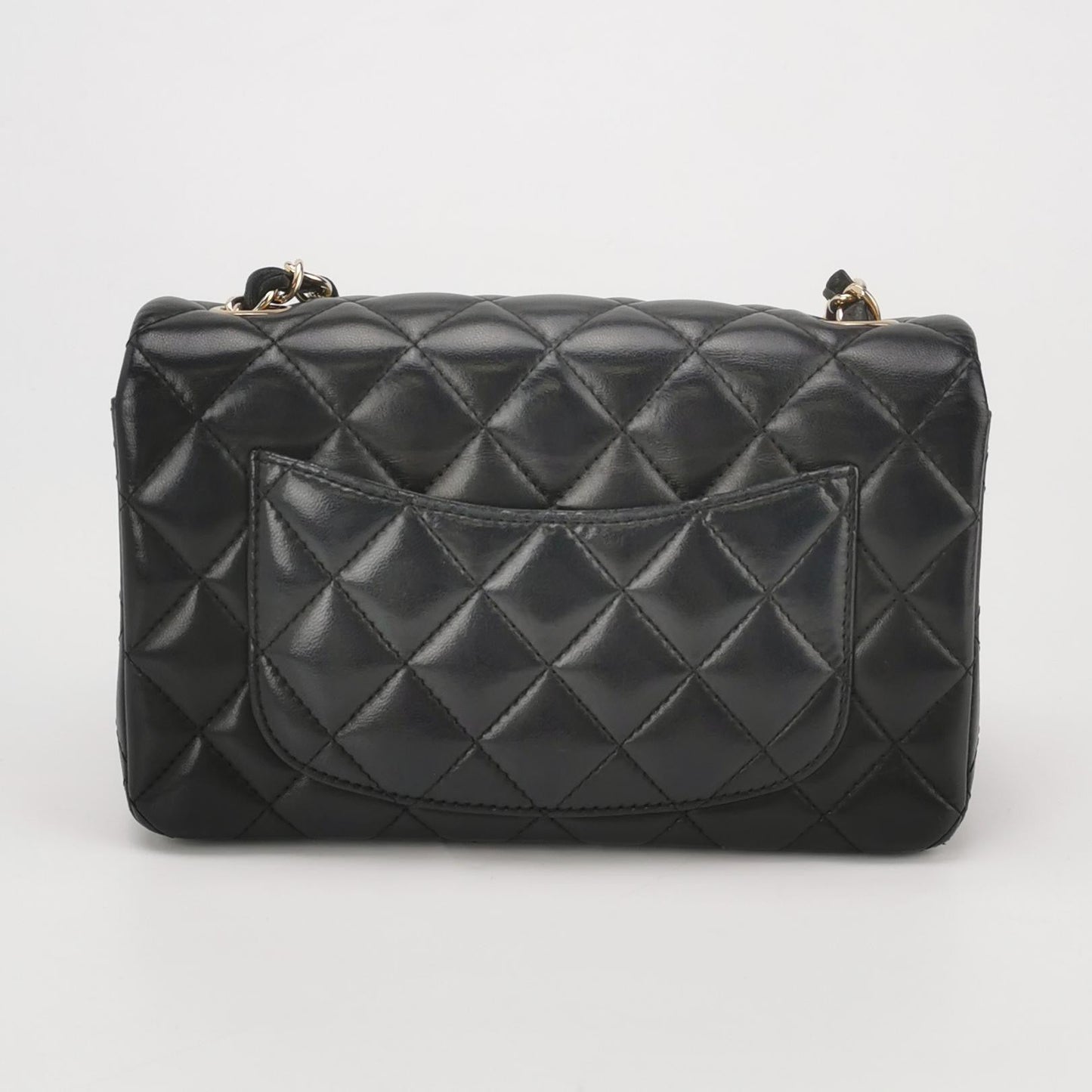 Chanel Classic Flap Rectangular Lambskin Hardware Black Gold Leather Mini Bag Gold Hardware