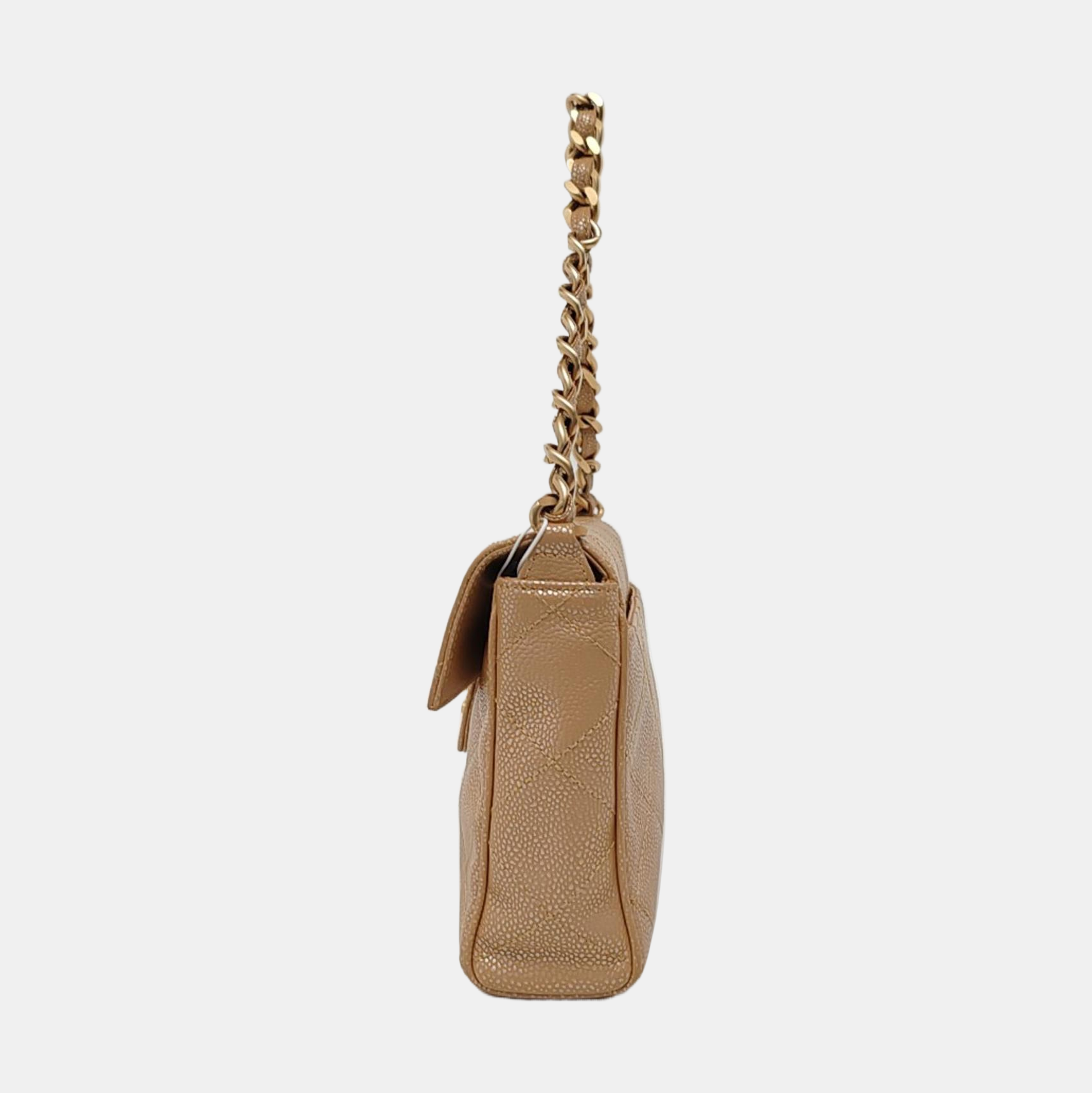 Chanel Caviar Hardware Gold Beige Leather Shoulder Bag