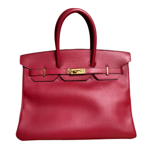 Hermes Birkin Togo Calfskin Hardware Handbag Leather Red Travel Bag