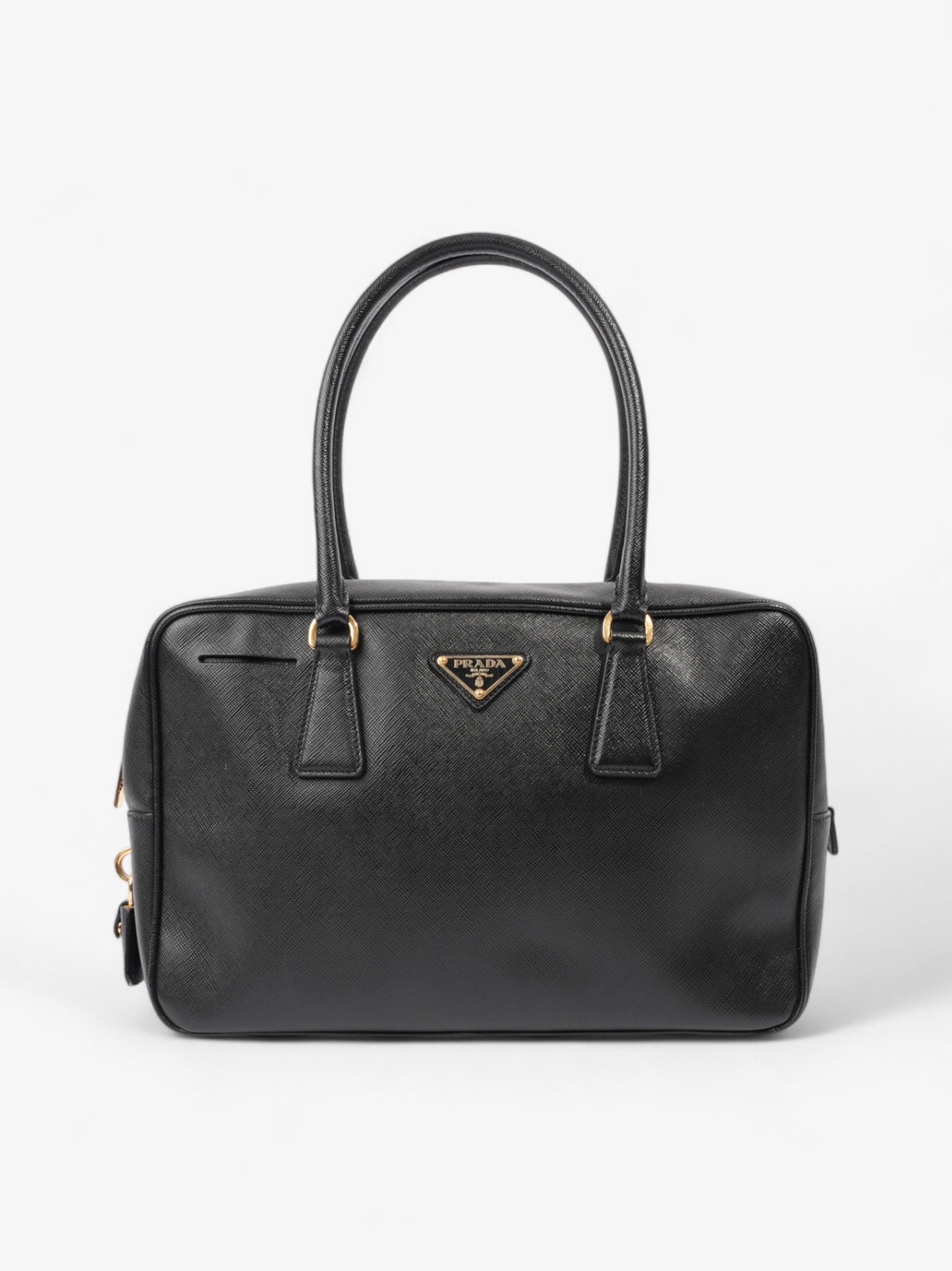 Prada Bauletto Tote Bag Leather Saffiano Black Shoulder Bag