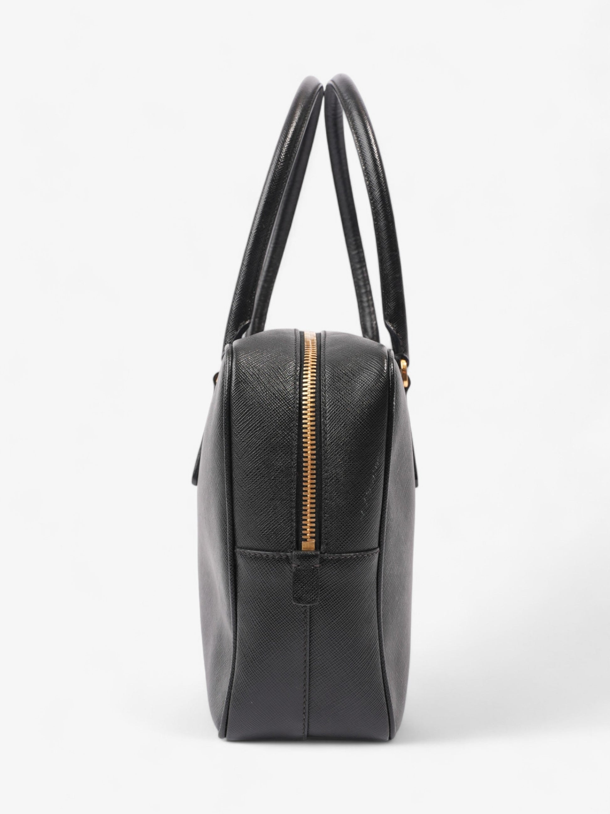 Prada Bauletto Tote Bag Leather Saffiano Black Shoulder Bag