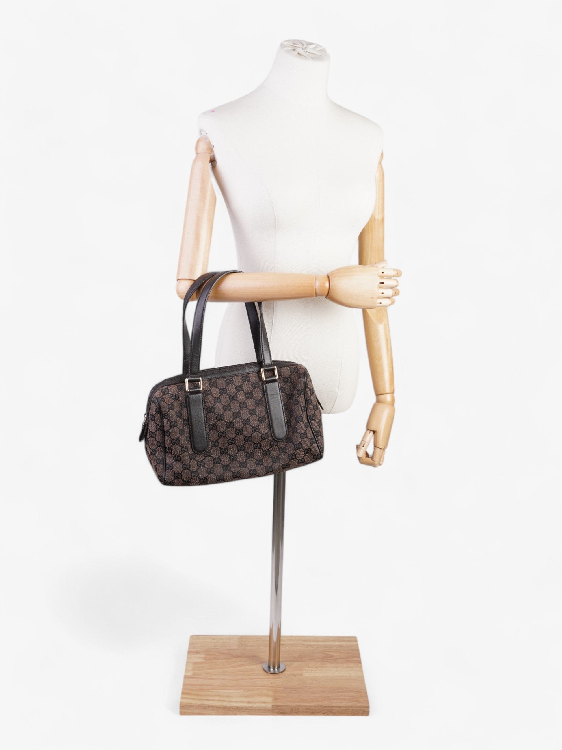 Gucci Small Duffle Bag Dark Brown Brown Canvas Denim Travel Bag