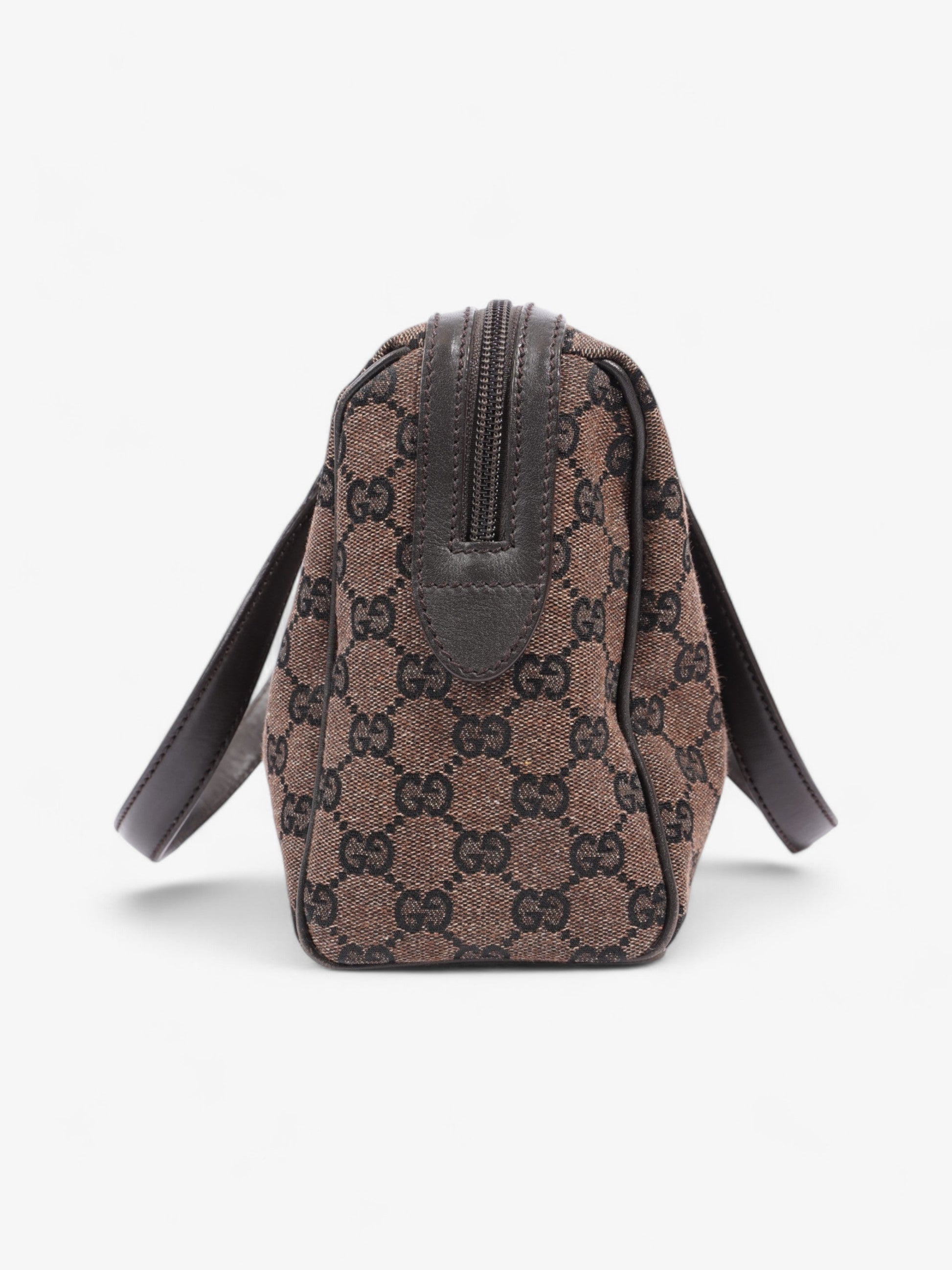 Gucci Small Duffle Bag Dark Brown Brown Canvas Denim Travel Bag