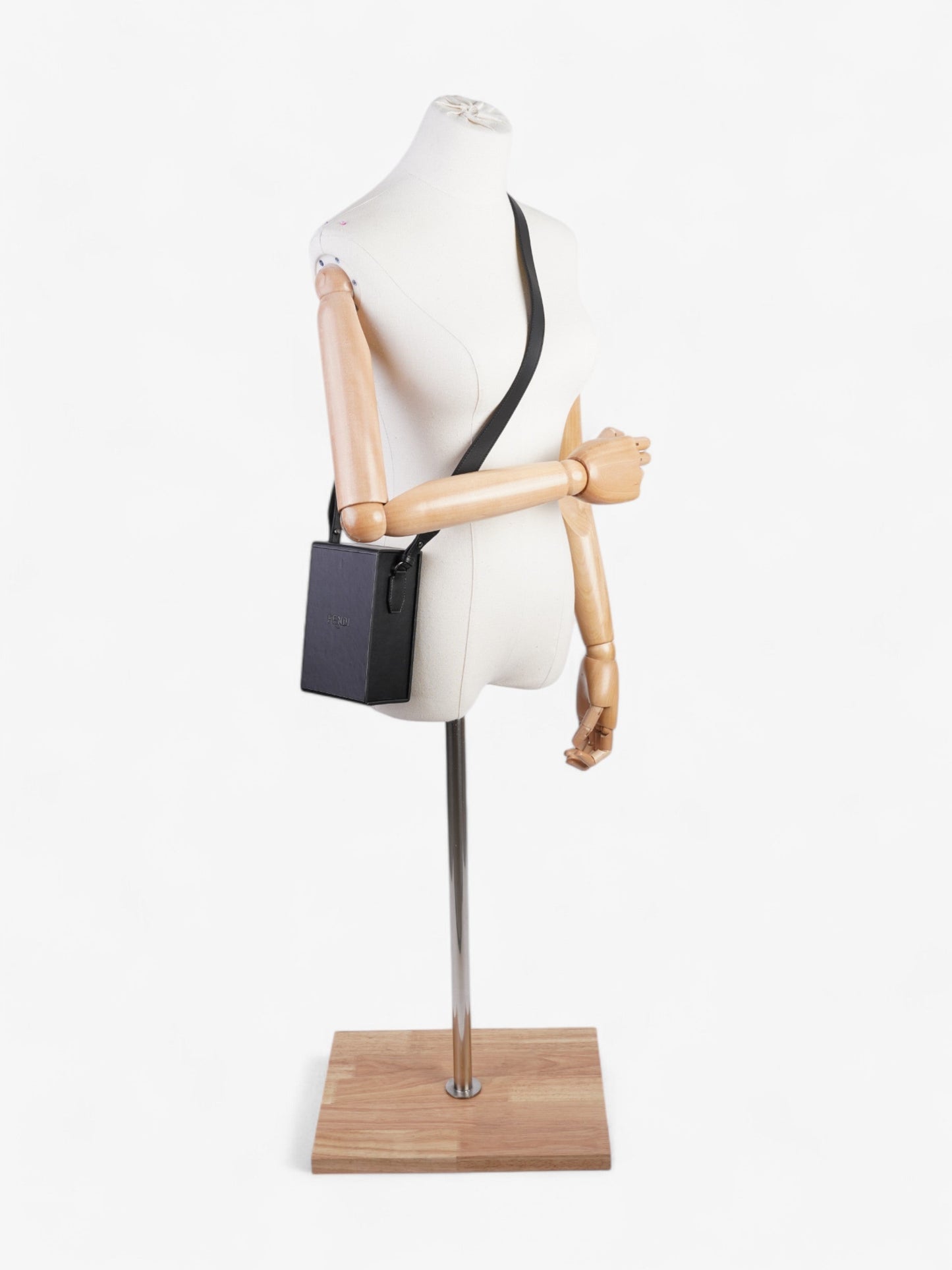 Fendi Box Vertical Messenger Calfskin Leather Black Messenger Bag