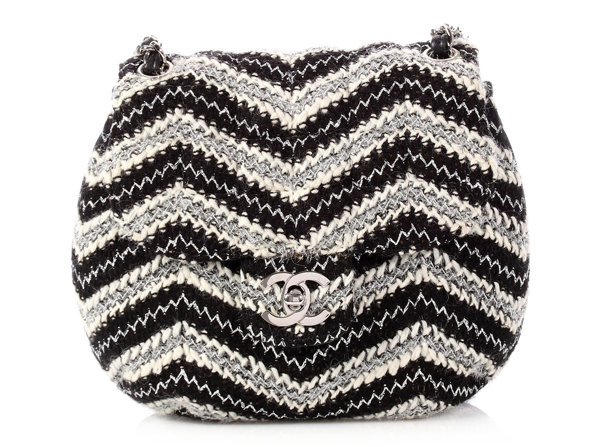 Chanel and Tweed Handbag Black White