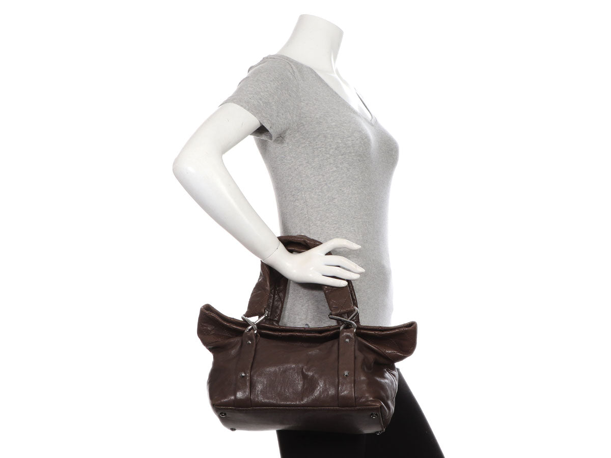 Chanel Khaki 8 Knots Shoulder Bag Leather Quilted