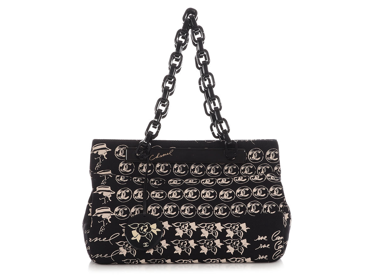 Chanel and Resin Camellia Shoulder Bag Canvas Black