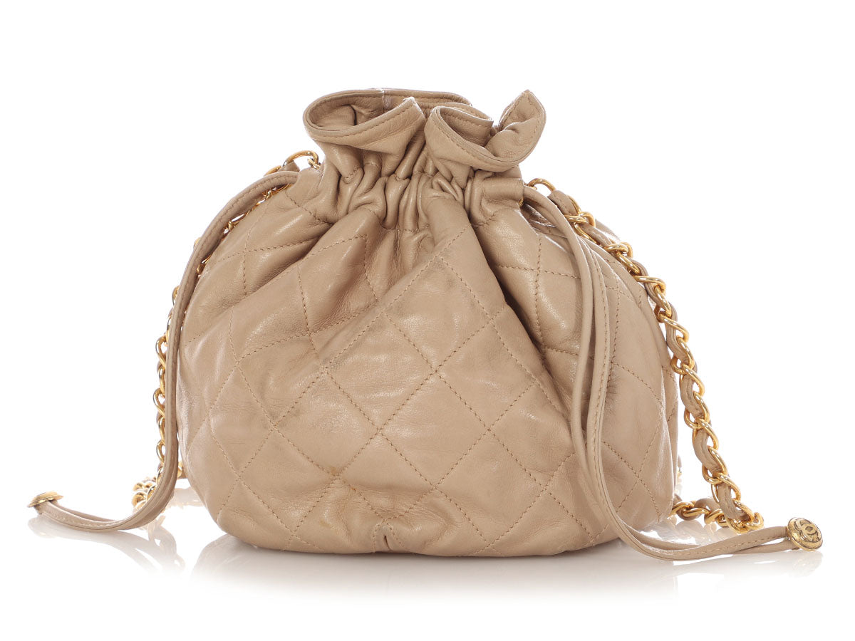 Chanel Taupe Lambskin Bag Quilted Small Tote Bag