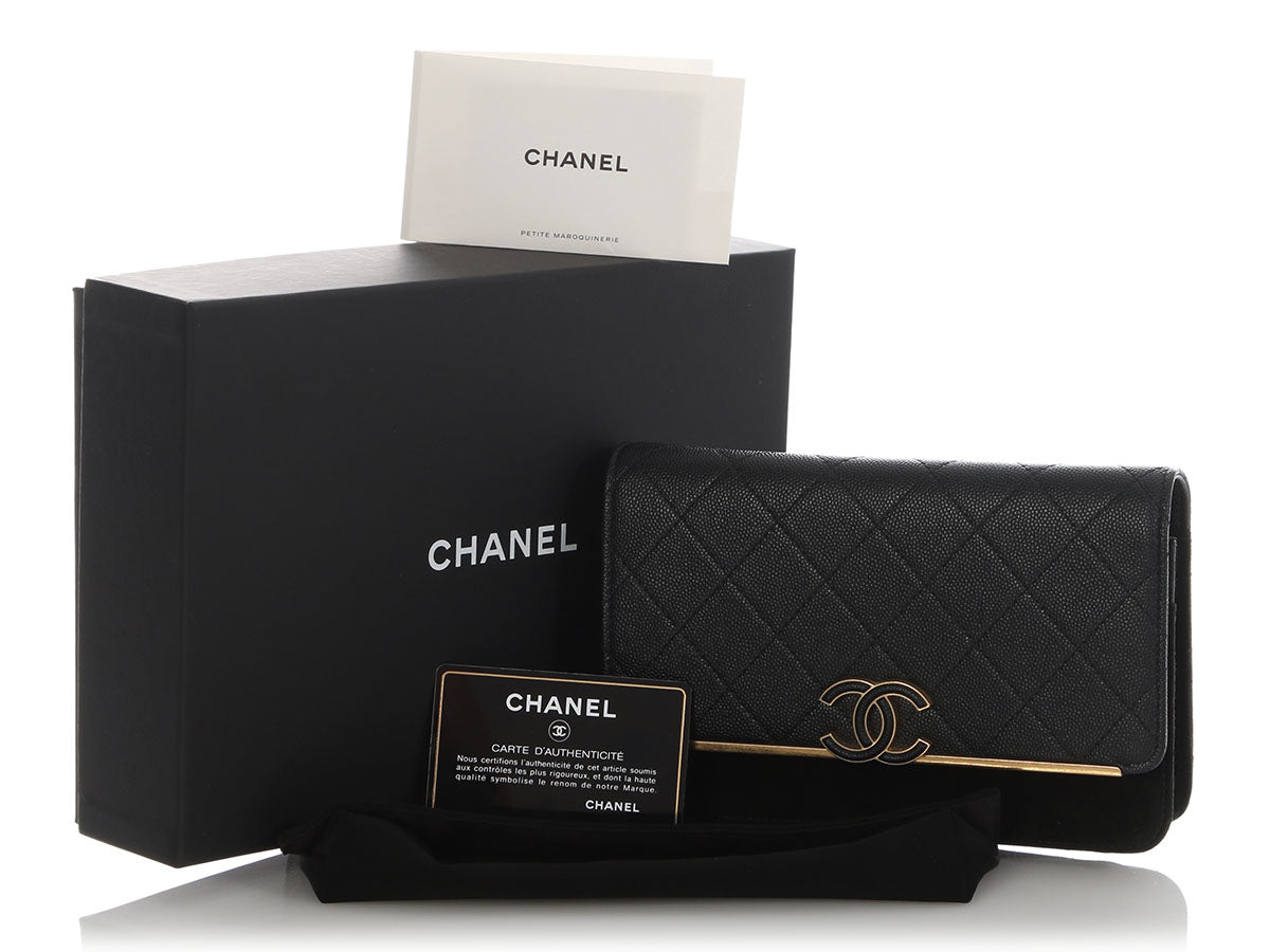 Chanel Black Caviar and Wallet on Chain WOC Leather Suede Crossbody Bag
