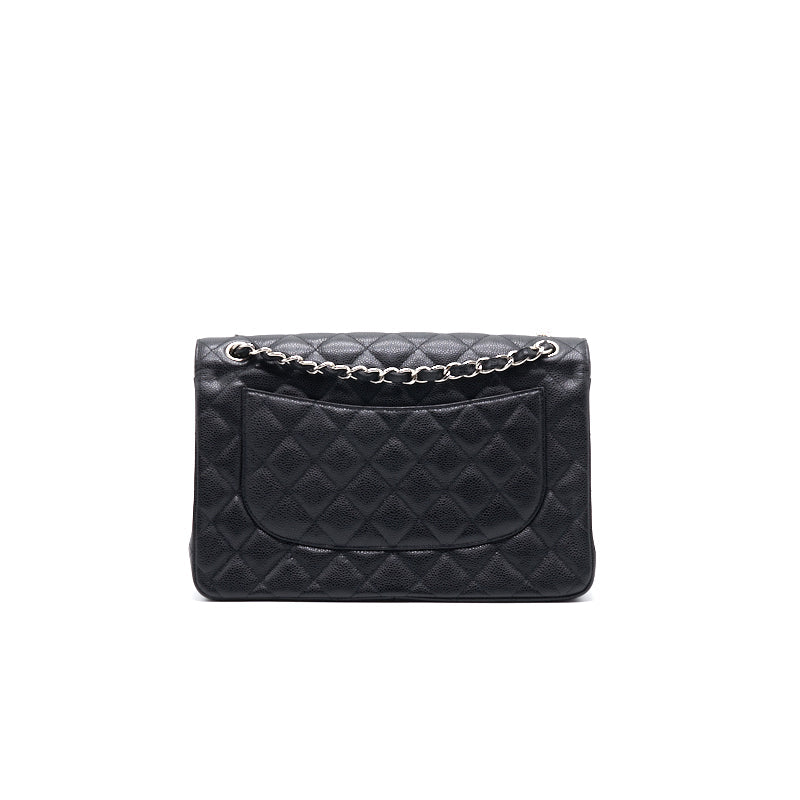 Chanel Jumbo Size Double Flap Caviar with Silver Hardware