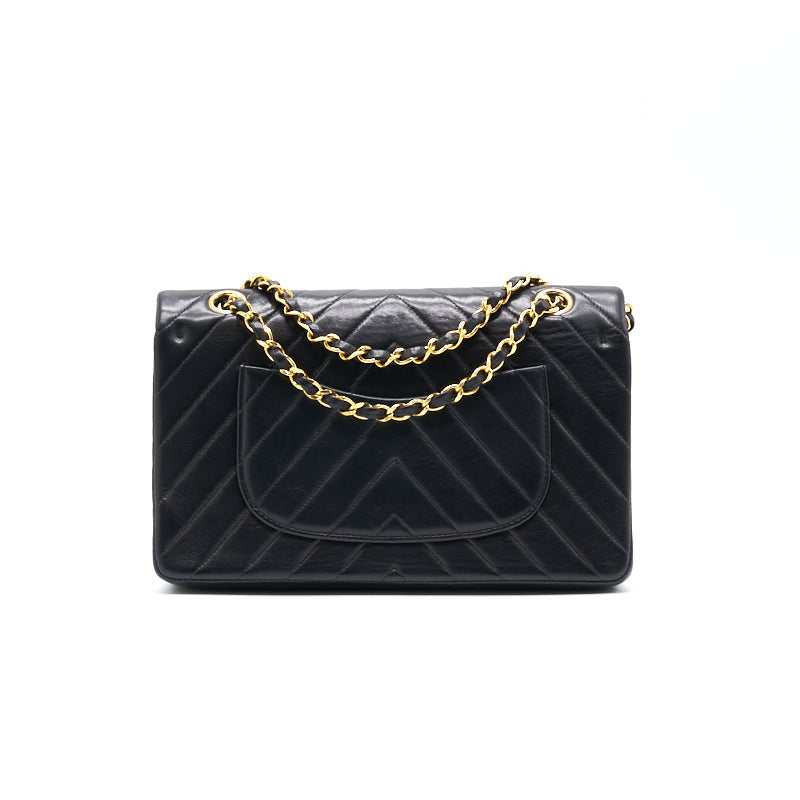 Chanel   Classic Medium Double Flap Bag Black with 24K GHW