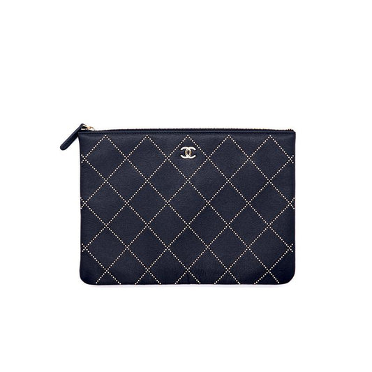 Chanel Calfskin with Metal Bead Pouch