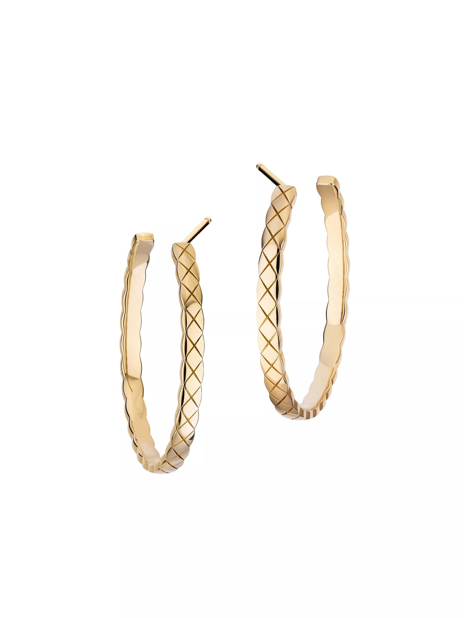 CHANEL 18K GOLD COCO CRUSH HOOP EARRINGS