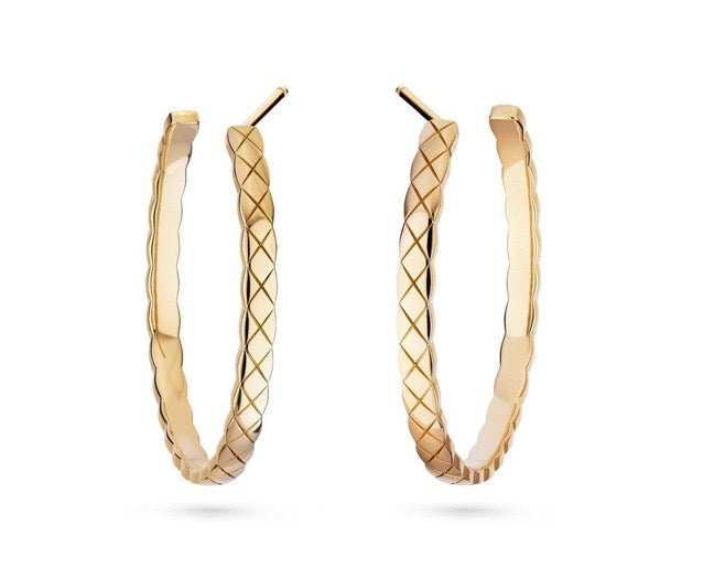 CHANEL 18K GOLD COCO CRUSH HOOP EARRINGS