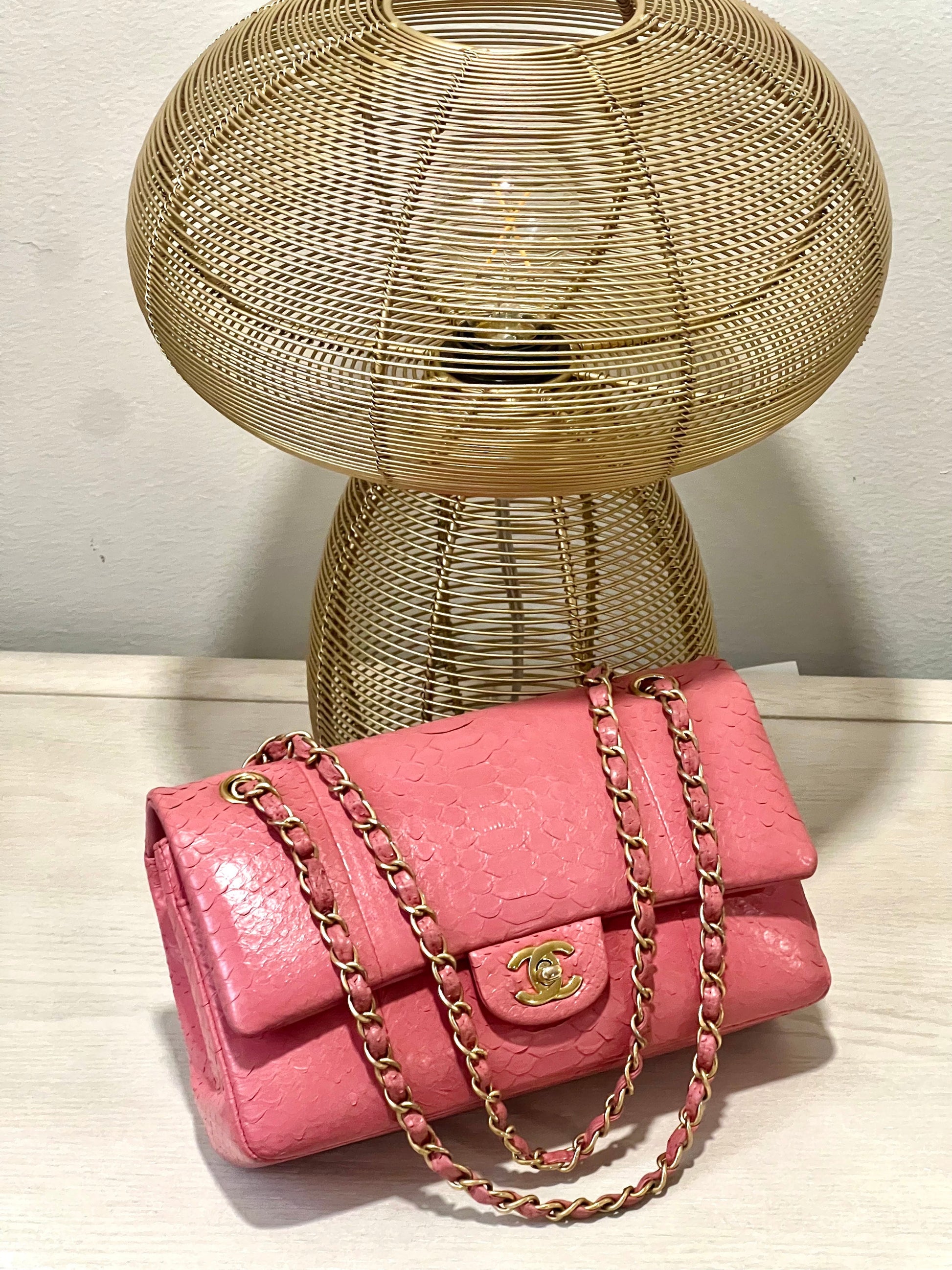 Chanel 2.55 CLASSIC FLAP PYTHON Pink Shoulder Bag