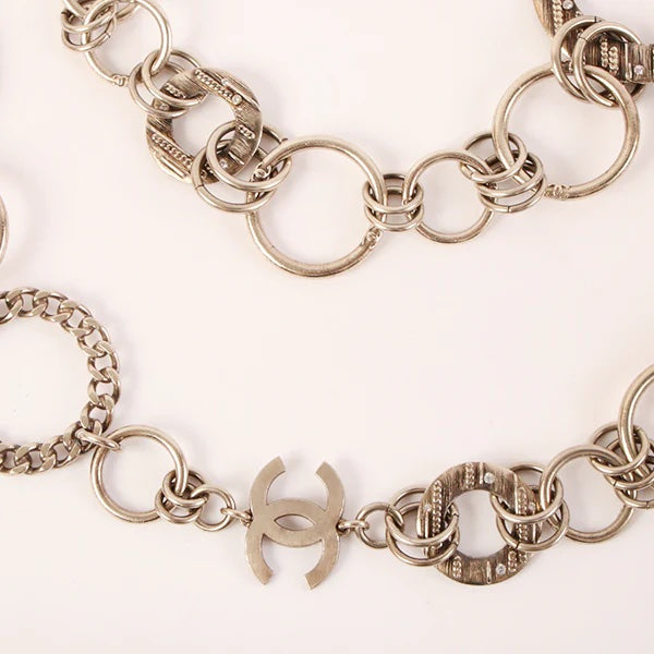 Chanel Cc Mark Plate Rhinestone Design Chain Belt Bag