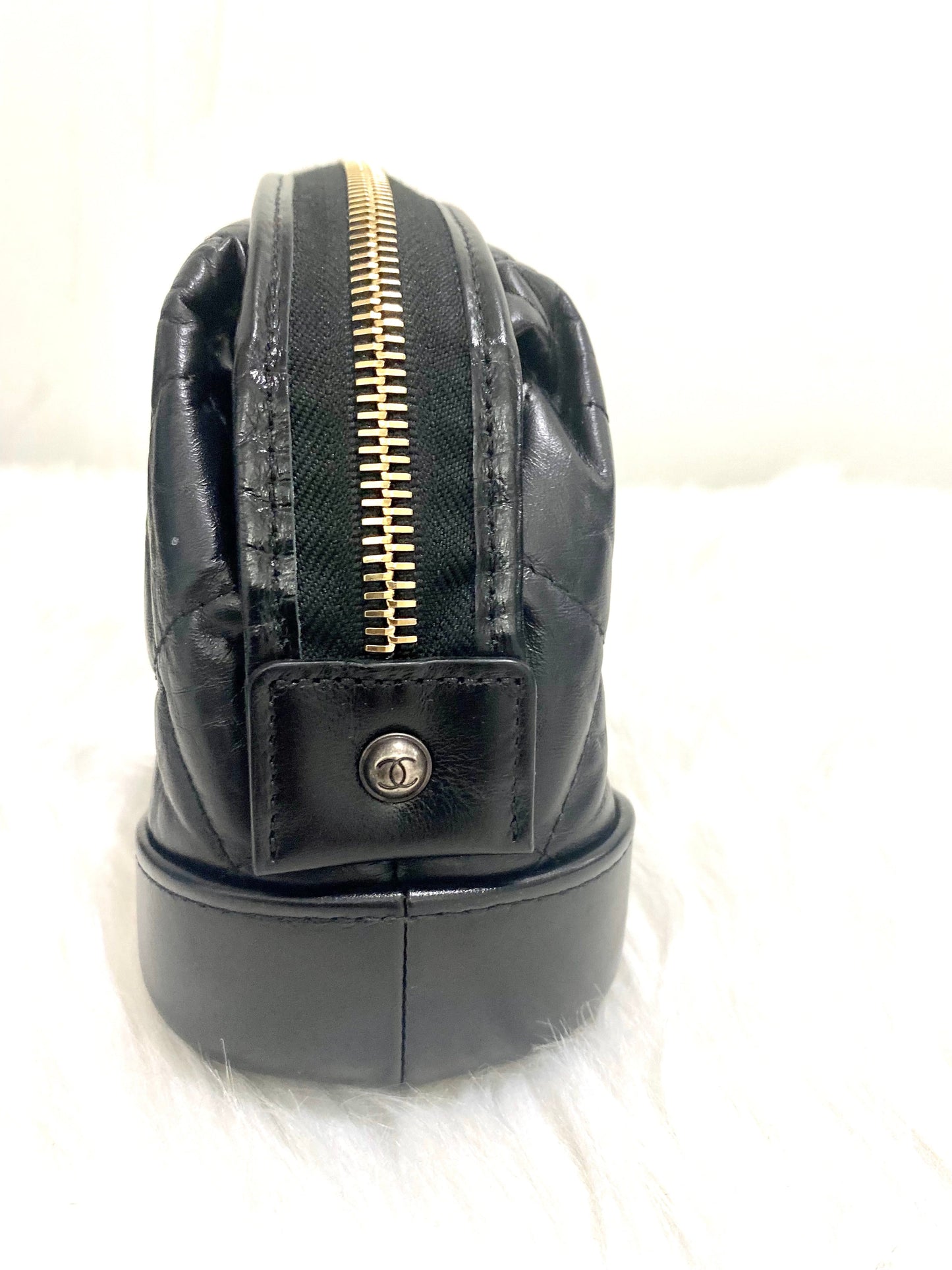 Chanel QUILTED AGED CALFSKIN COSMETIC Handbag