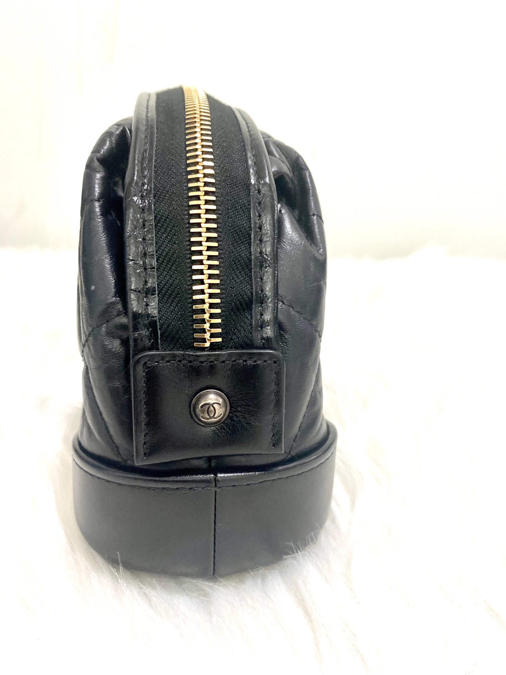 Chanel QUILTED AGED CALFSKIN COSMETIC Handbag