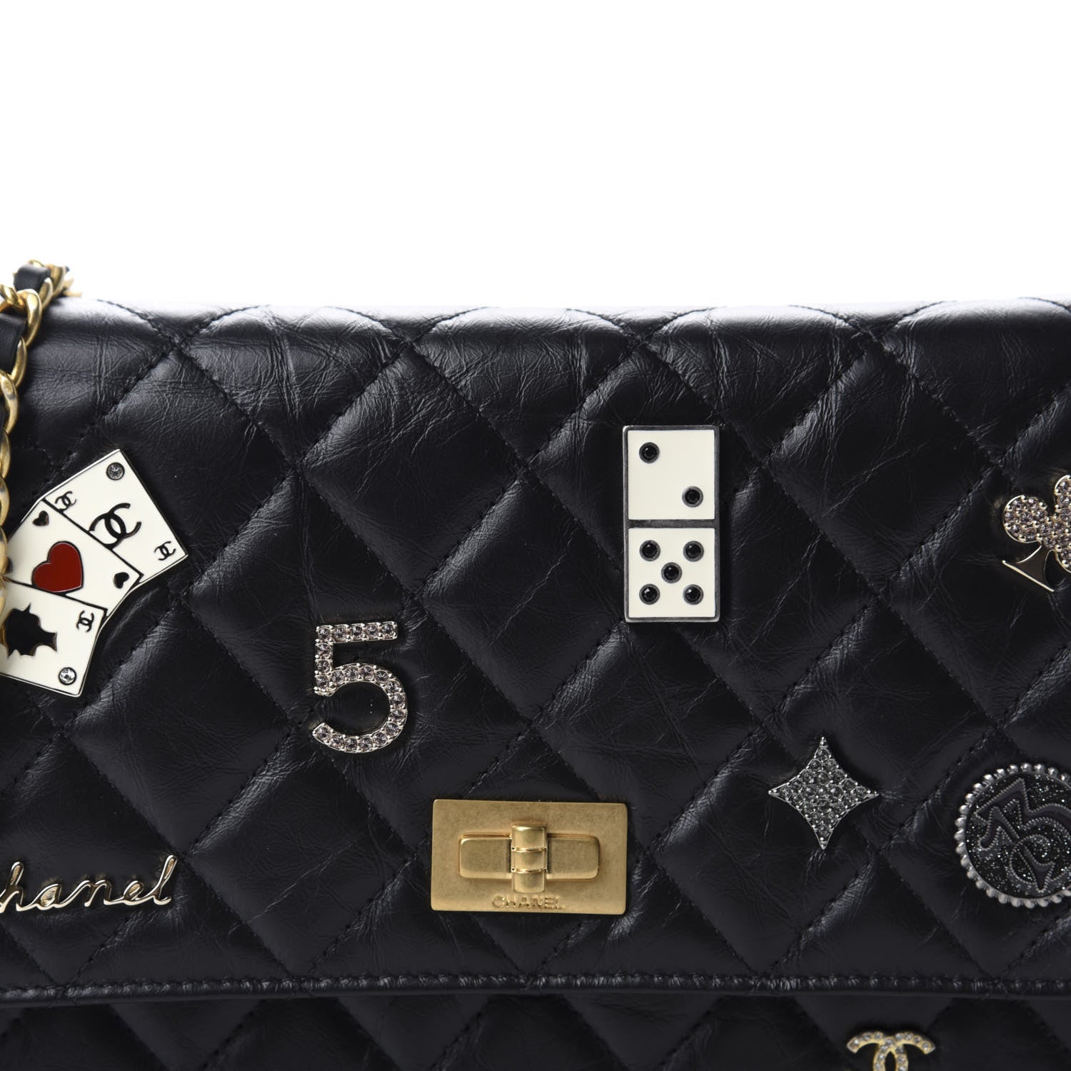 Chanel QUILTED LAMBSKIN LUCKY CHARMS CASINO 2.55 Key Chain