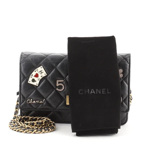 Chanel QUILTED LAMBSKIN LUCKY CHARMS CASINO 2.55 Key Chain