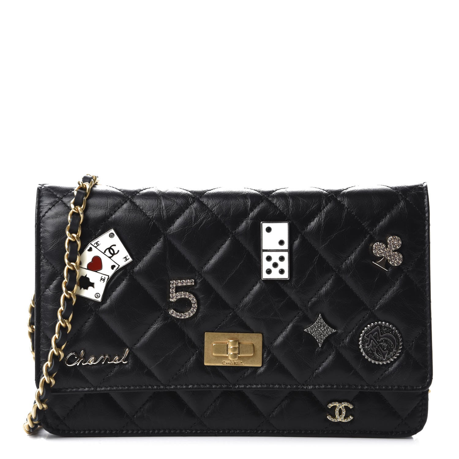 Chanel QUILTED LAMBSKIN LUCKY CHARMS CASINO 2.55 Key Chain