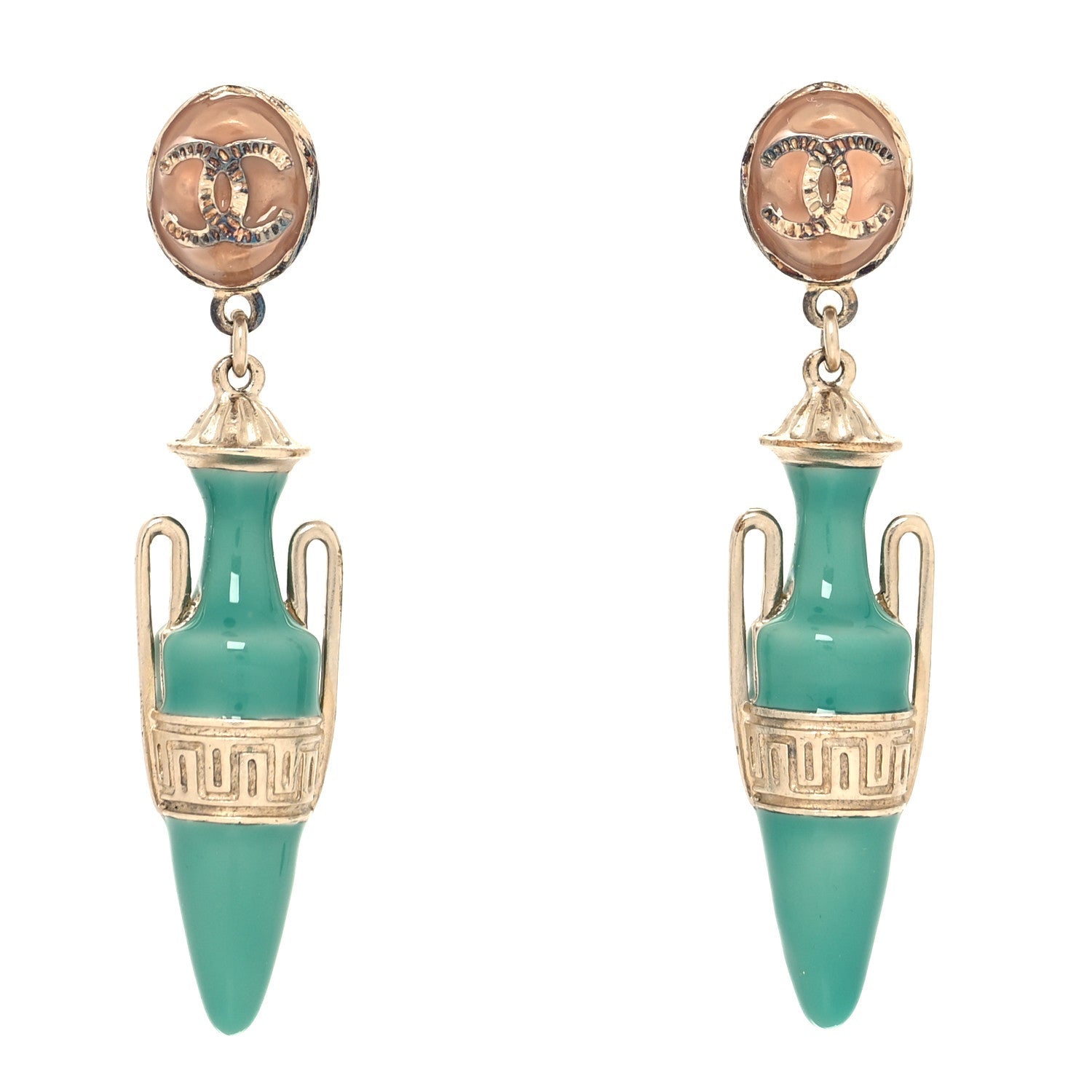 CHANEL ANCIENT GREEK URN VASE DROP EARRINGS