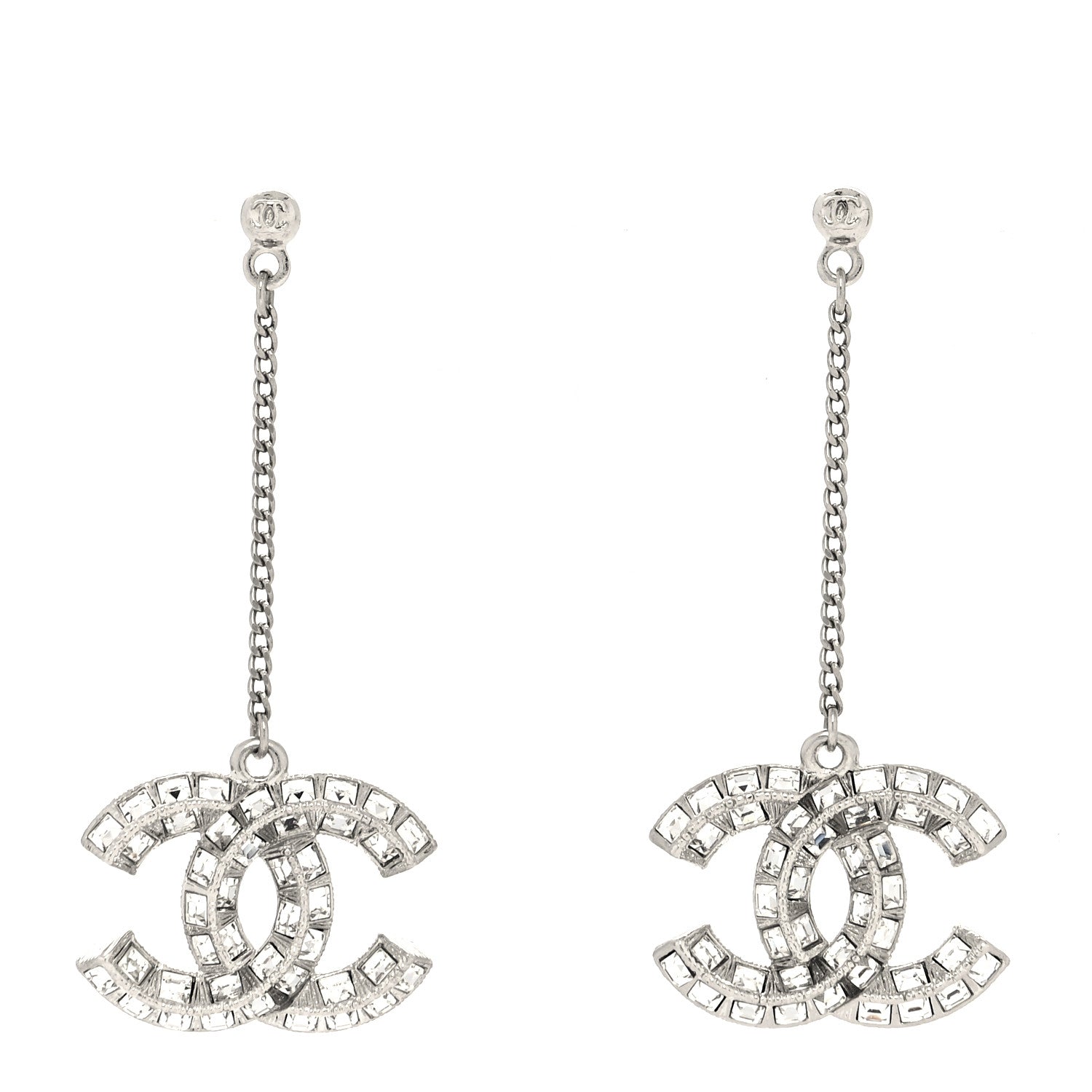 CHANEL BAGUETTE CRYSTAL CC DROP EARRINGS