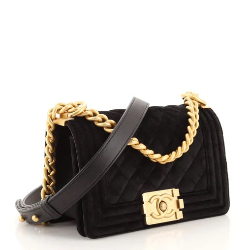 Chanel BOY FLAP QUILTED VELVET Handbag