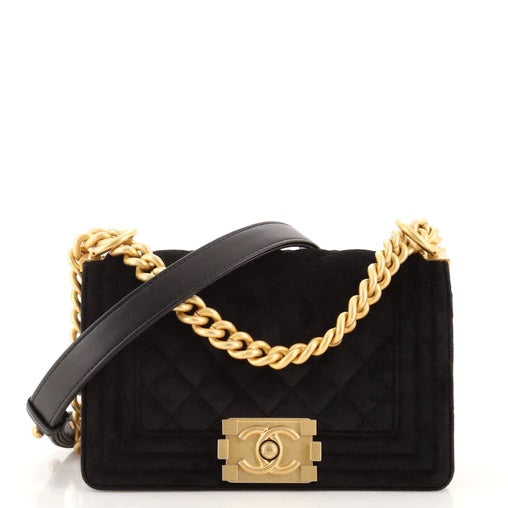 Chanel BOY FLAP QUILTED VELVET Handbag