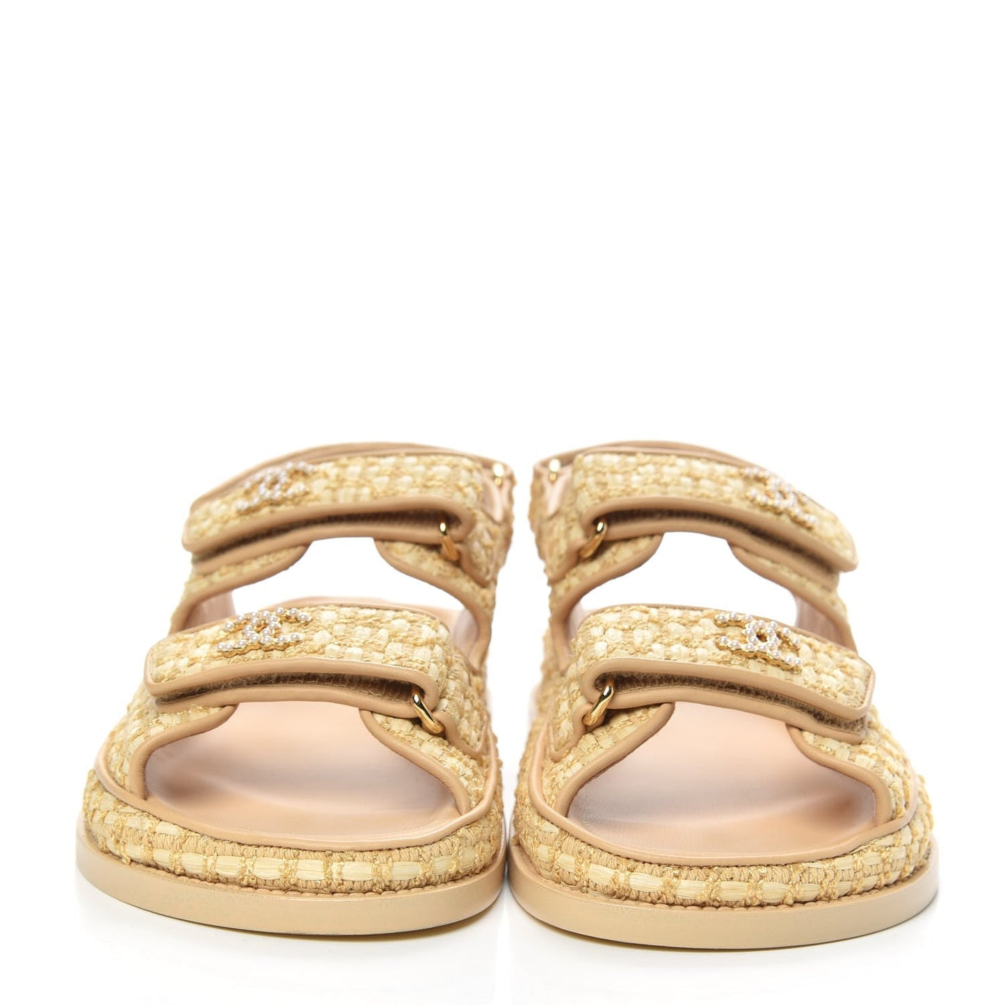 Chanel Braided Raffia Velcro Dad Sandals for Women