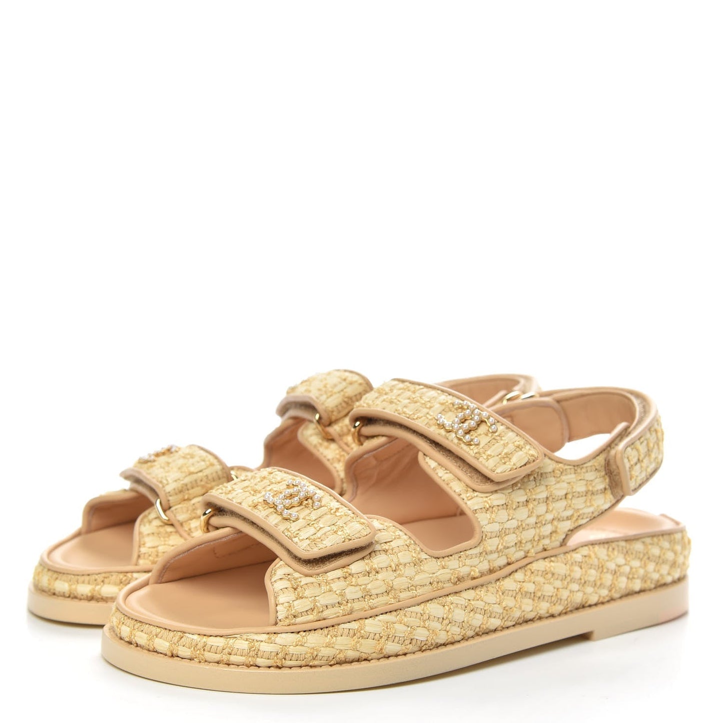 Chanel Braided Raffia Velcro Dad Sandals for Women