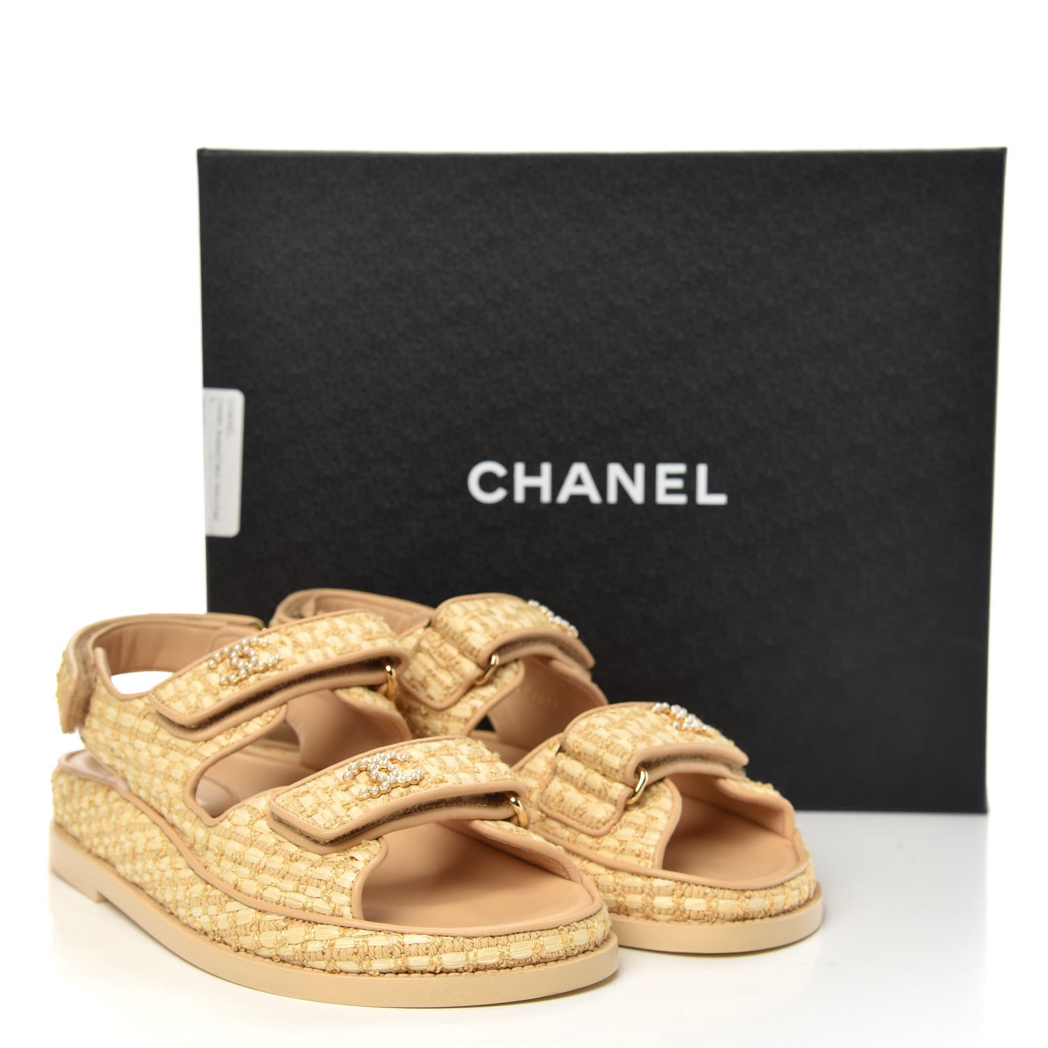 Chanel Braided Raffia Velcro Dad Sandals for Women