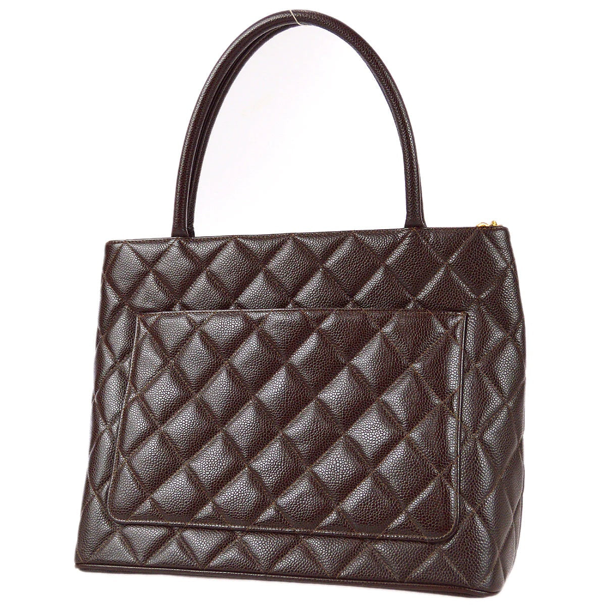 Chanel CC Brown Caviar Leather Medallion Quilted Tote Bag