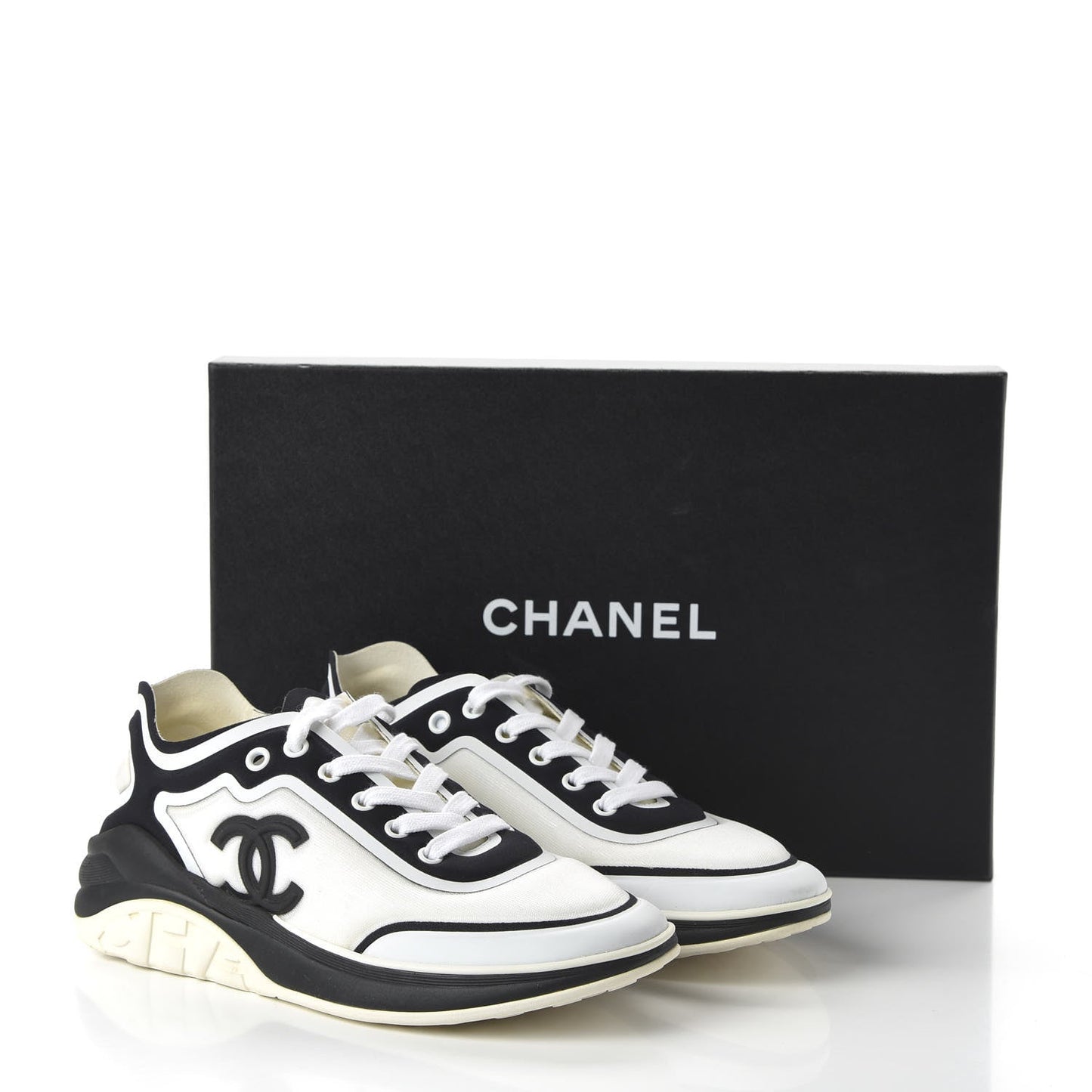 CHANEL CC CALFSKIN MESH LYCRA SNEAKERS