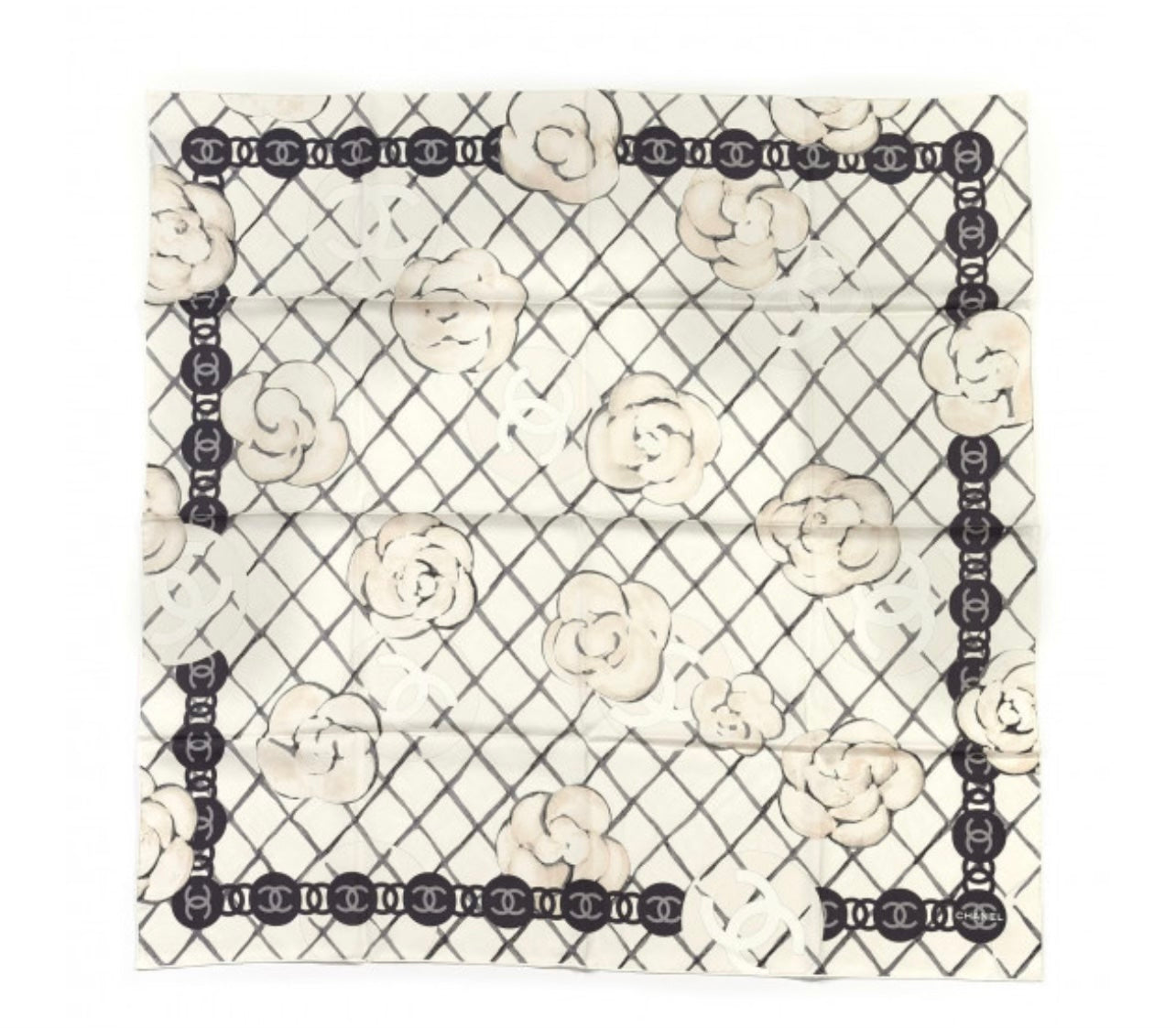 Chanel Cc Camellia Square Silk Scarf Bag