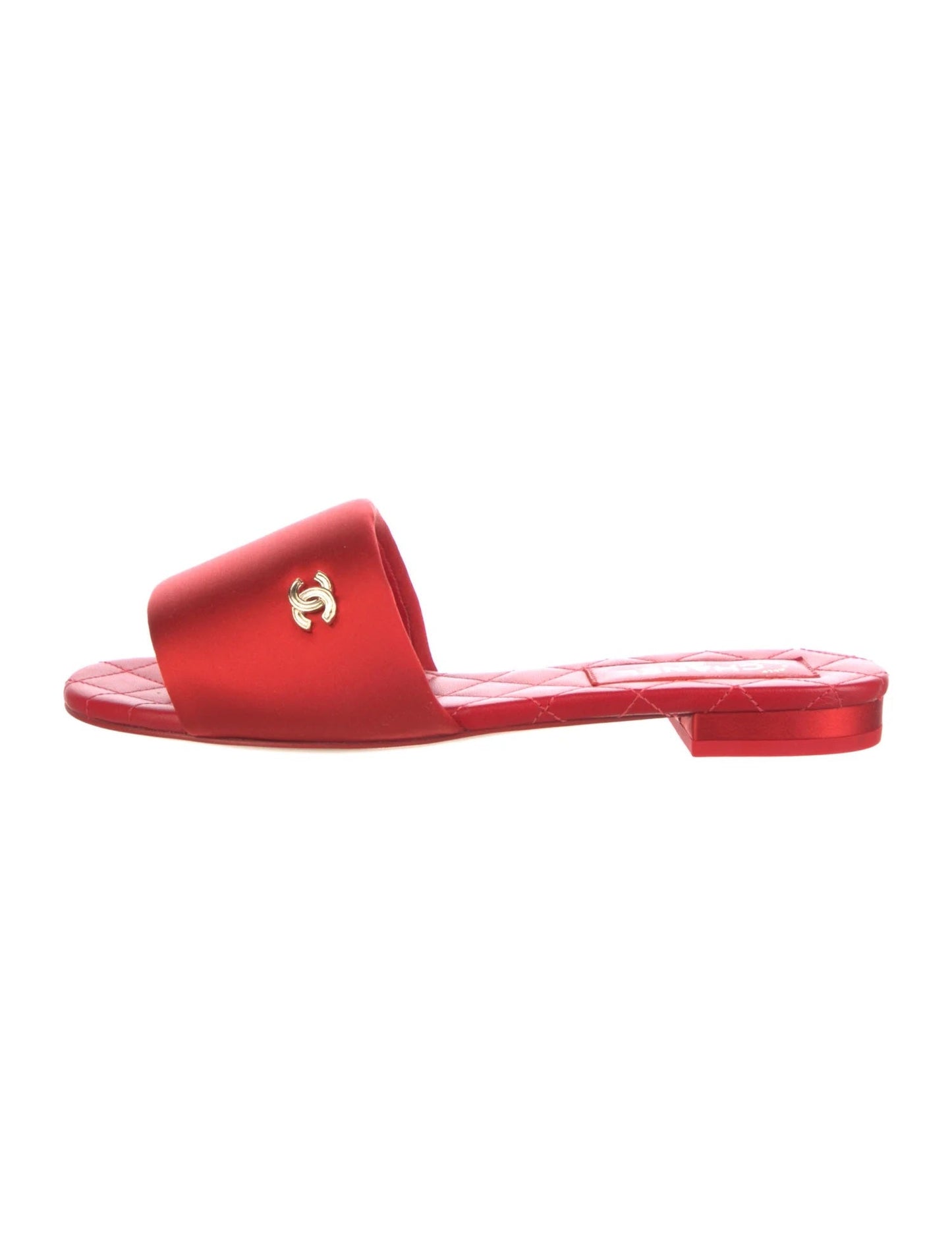 Chanel Cc Logo Slides Mules Red Bag