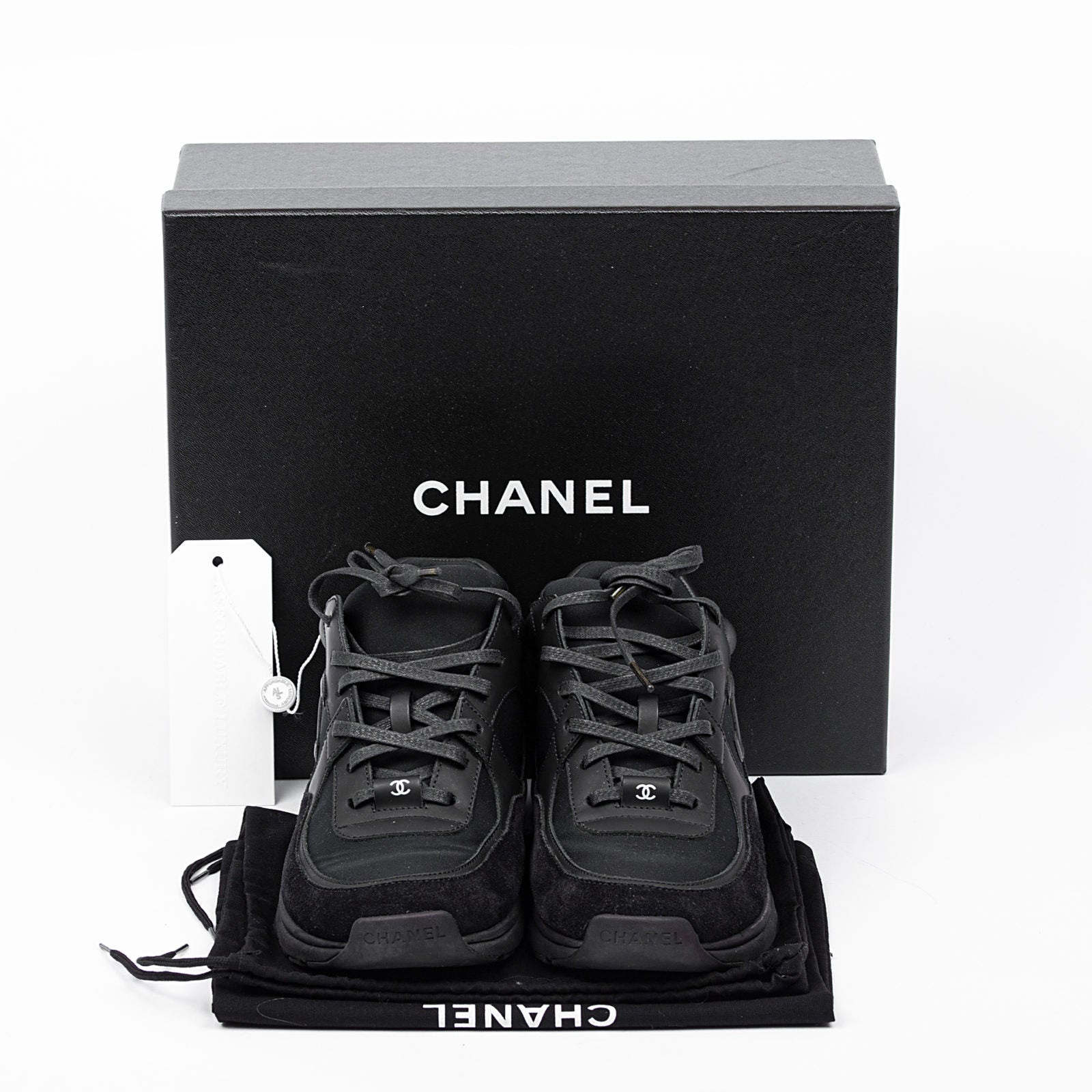 Chanel CC Leather & Mixed Fabric Sneakers for Women