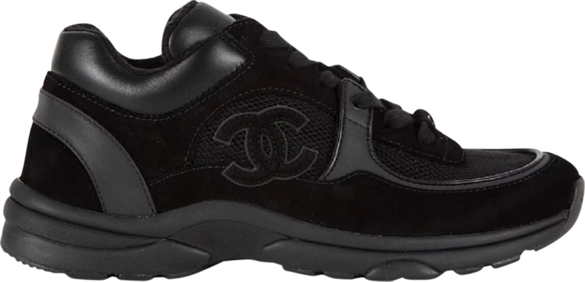 Chanel Cc Leather & Mixed Fabric Sneakers