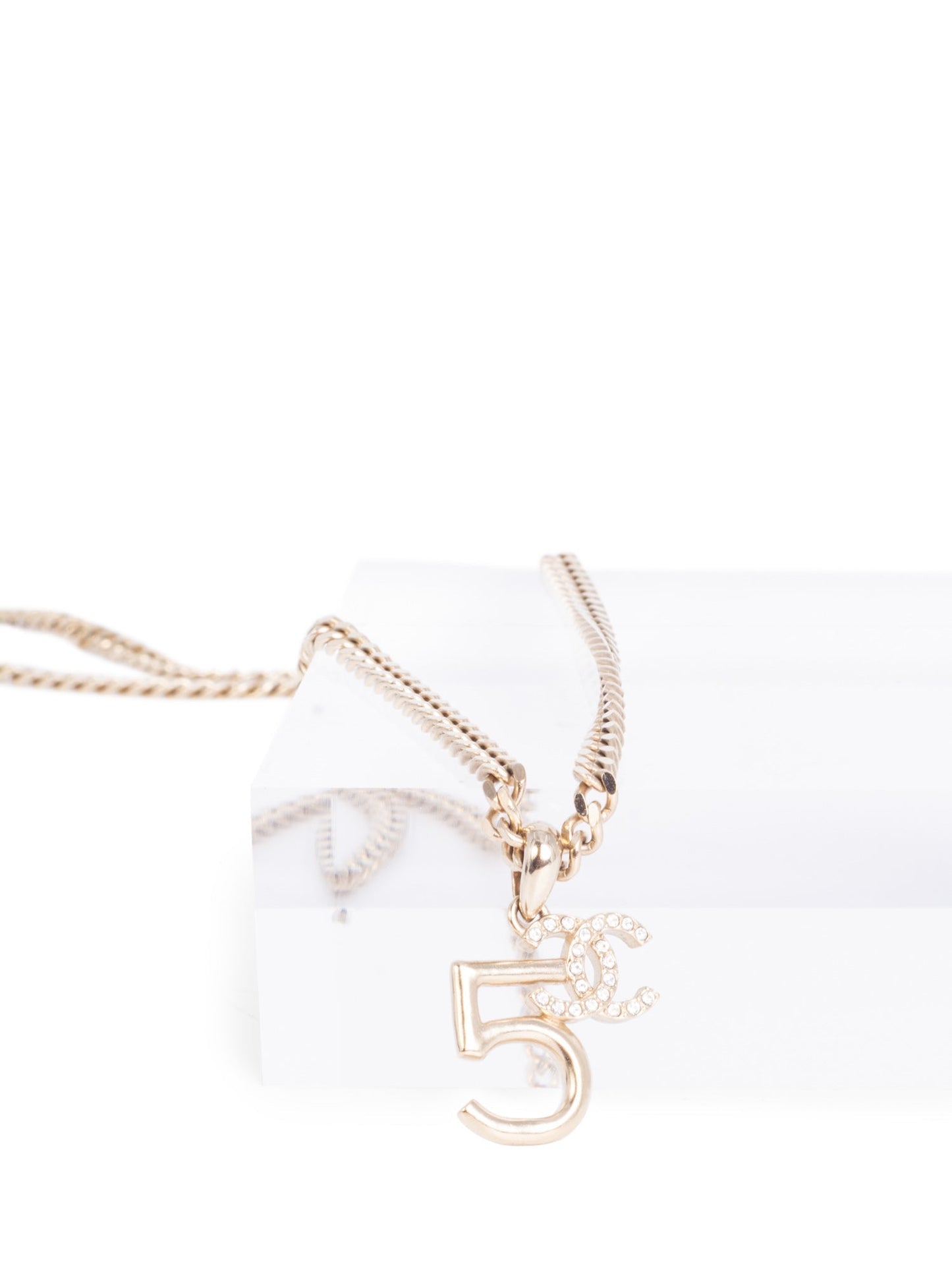 Chanel CC Logo  Charm Necklace Gold