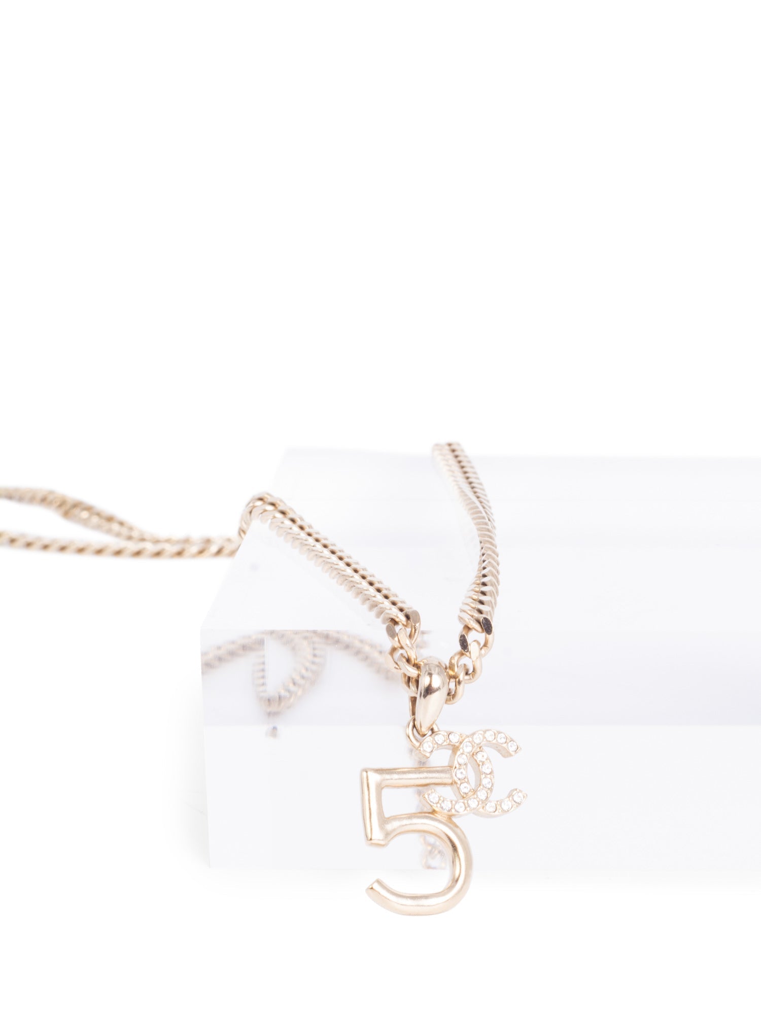 Chanel CC Logo  Charm Necklace Gold