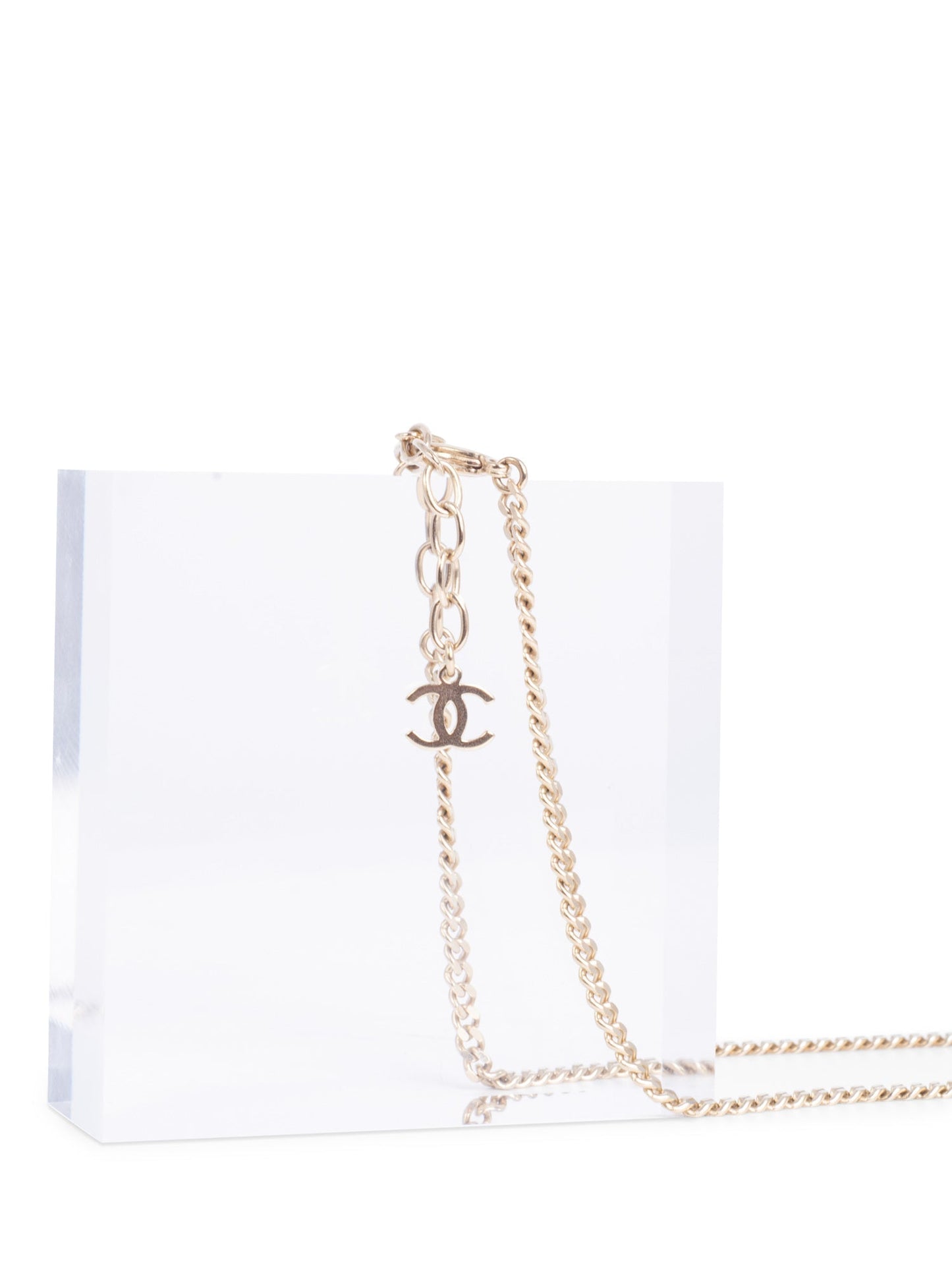 Chanel CC Logo  Charm Necklace Gold