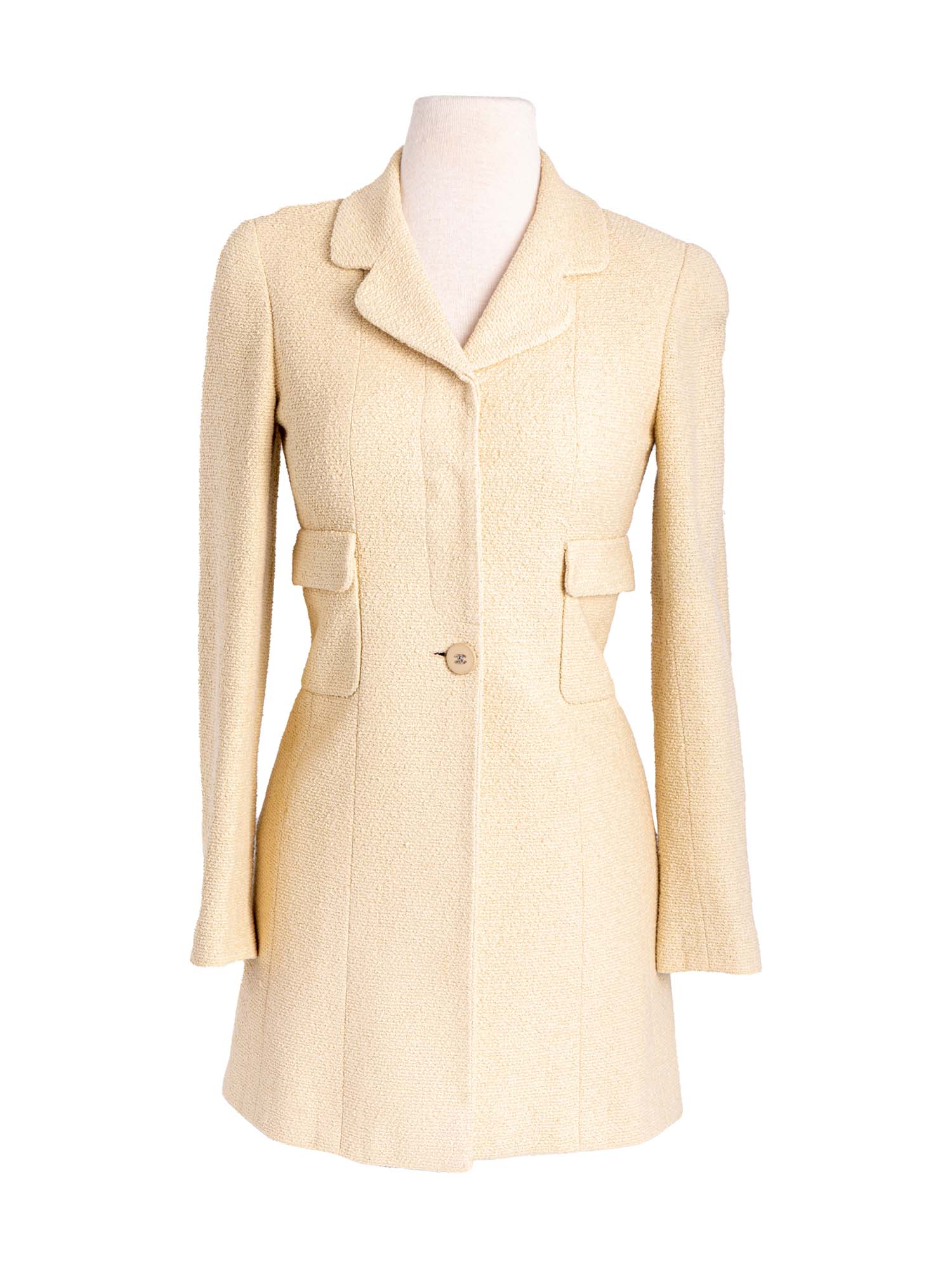 Chanel CC Logo s Tweed Fitted Jacket Beige
