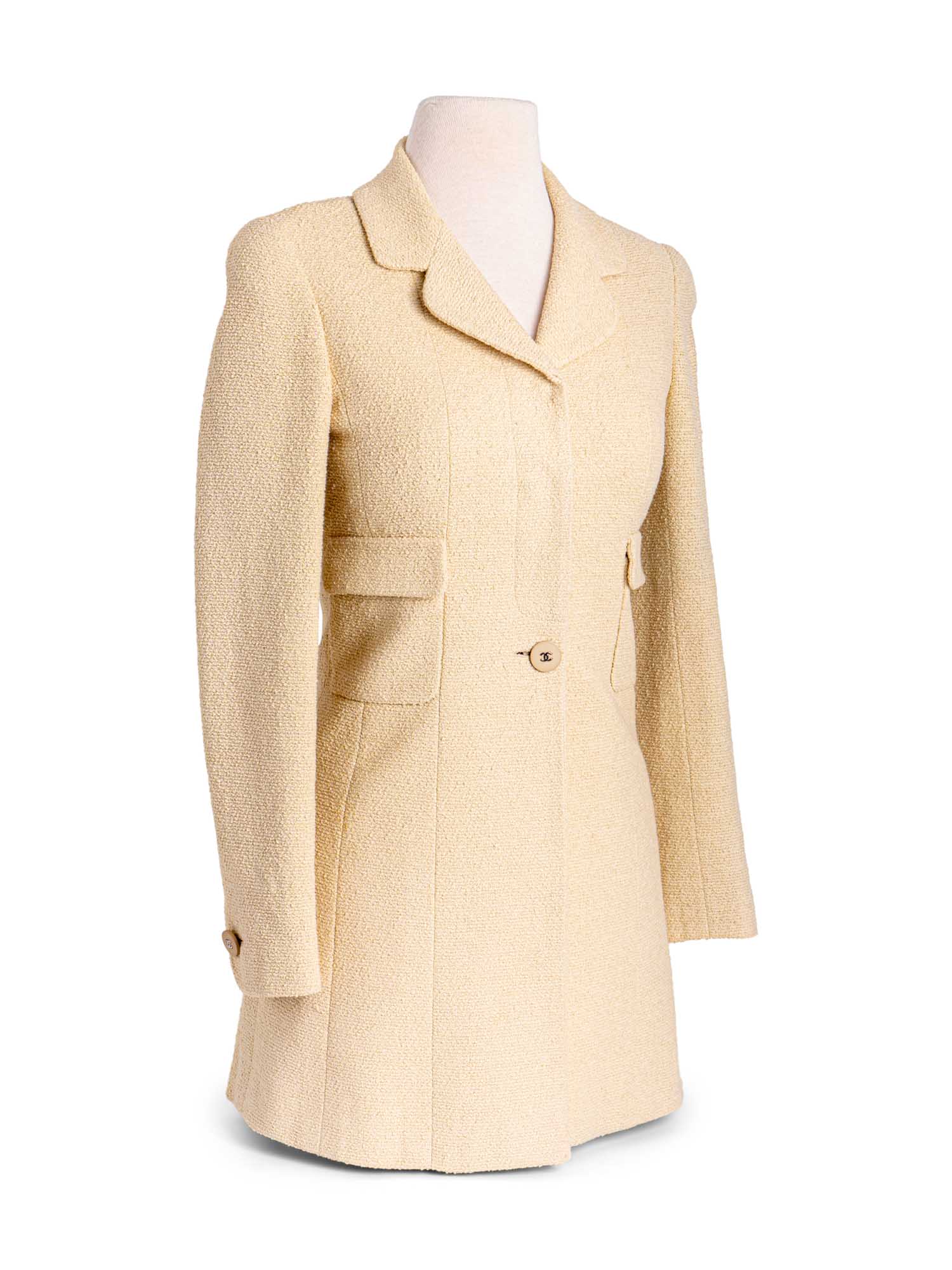 Chanel CC Logo s Tweed Fitted Jacket Beige