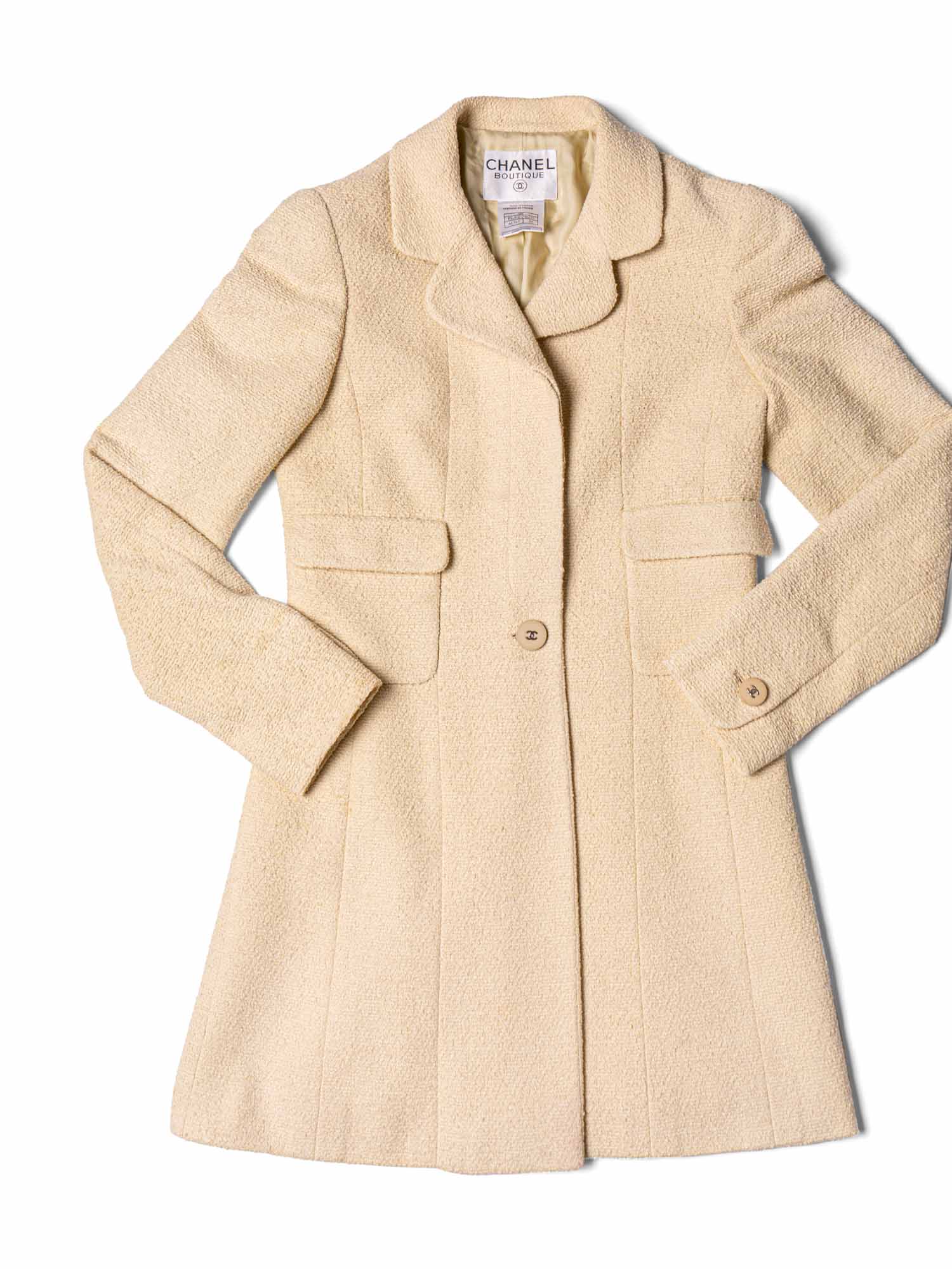Chanel CC Logo s Tweed Fitted Jacket Beige