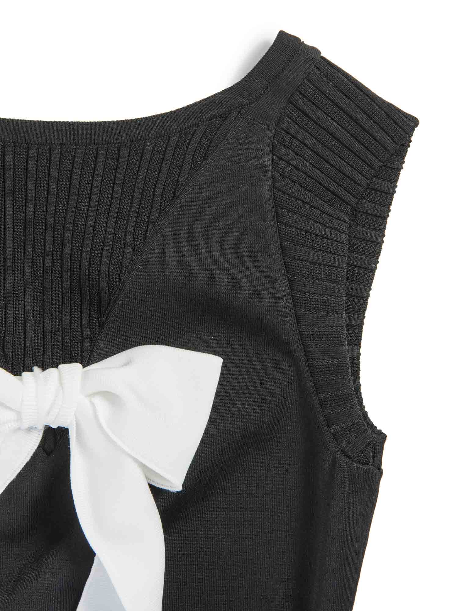 Chanel CC Logo Bow Mini Dress Black White