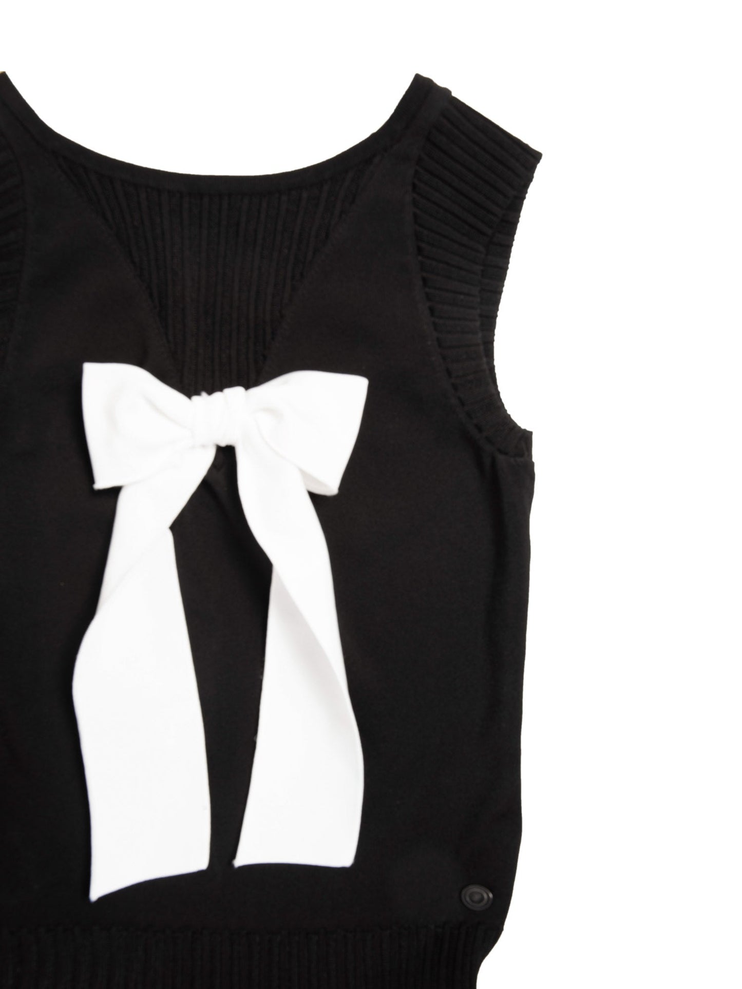 Chanel CC Logo Bow Mini Dress Black White